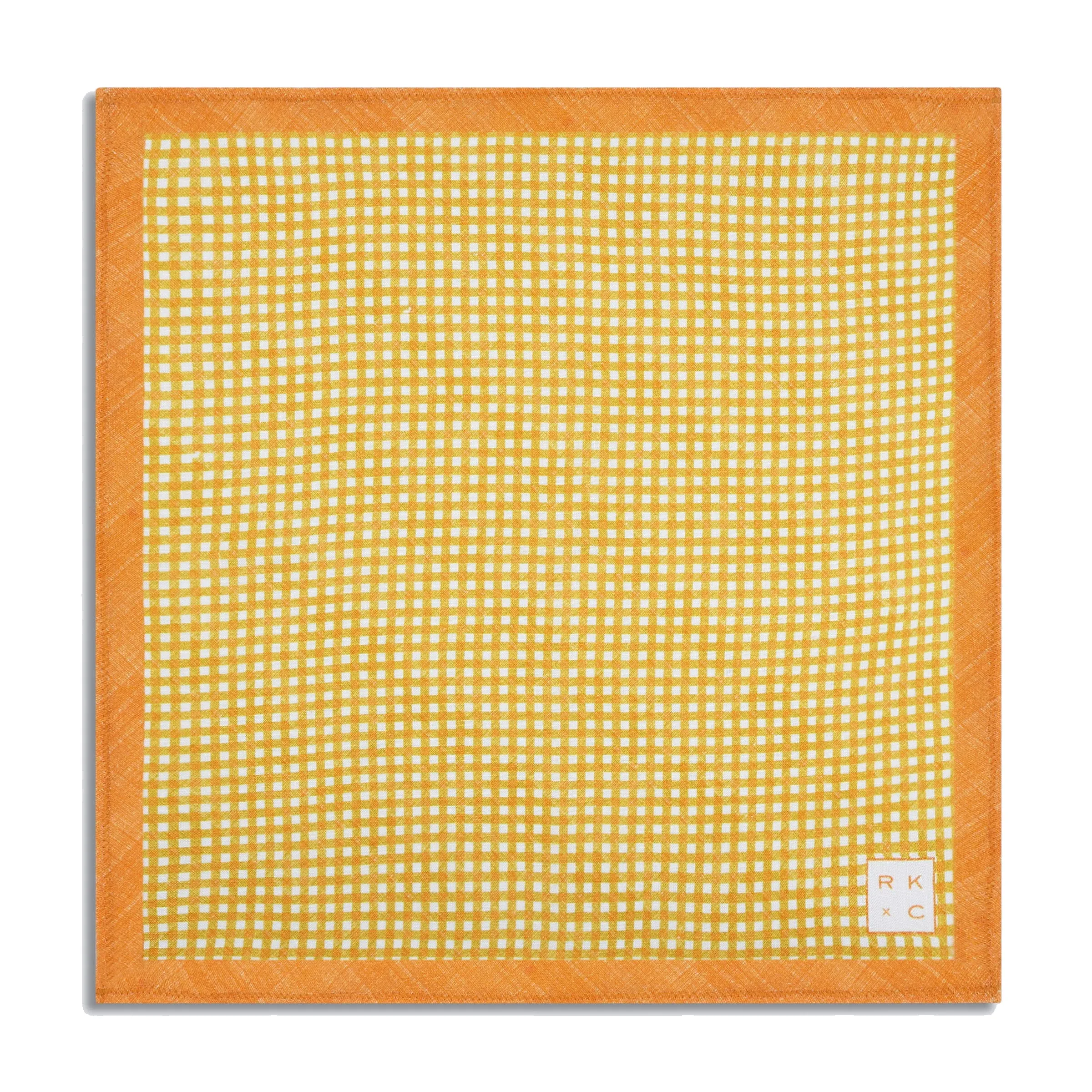 Chokore Checkered Past (Orange) - Pocket Square & Yellow color silk tie for men