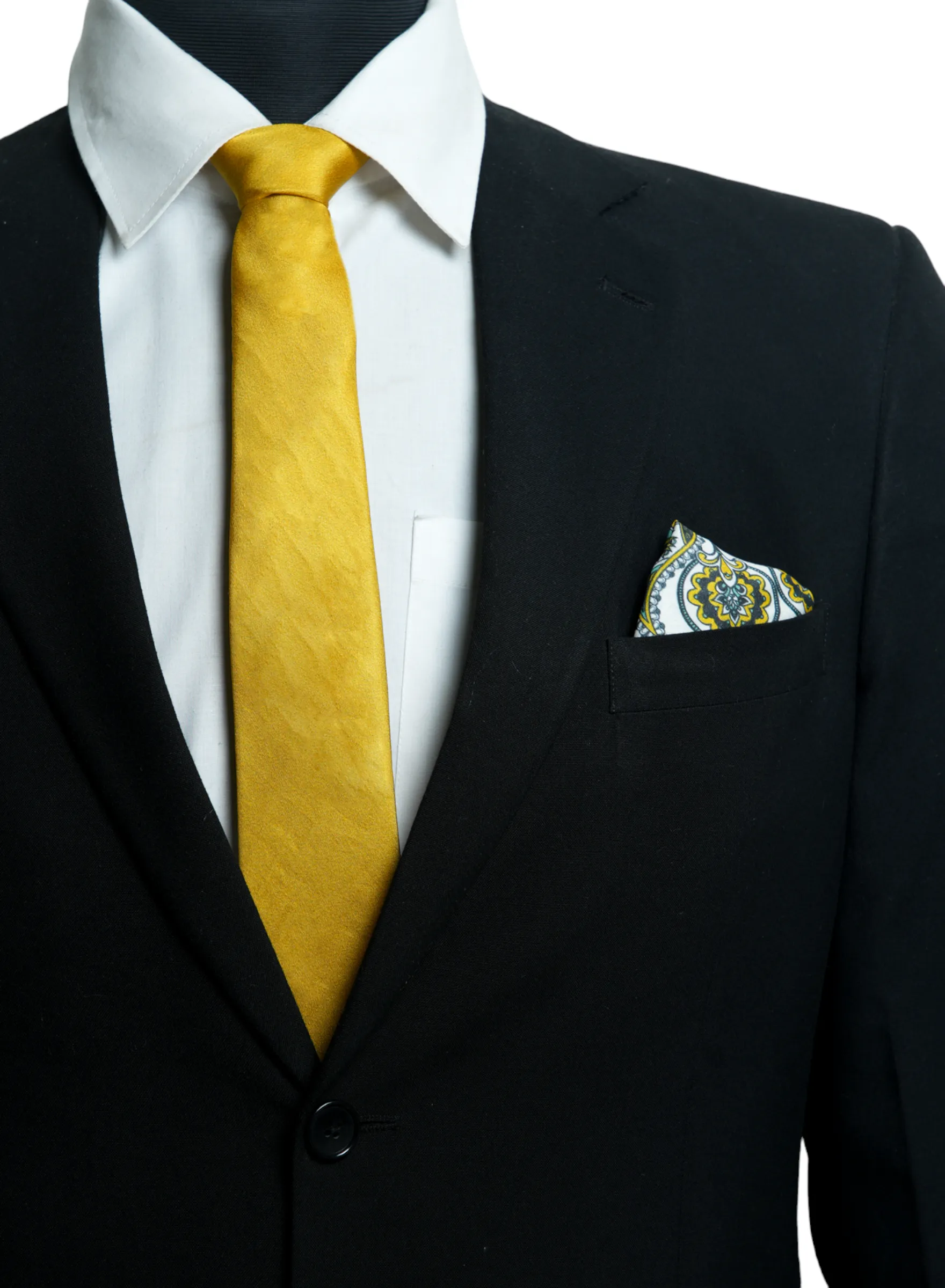 Chokore Gulmarg - Pocket Square & Chokore Yellow Silk Tie - Solids range