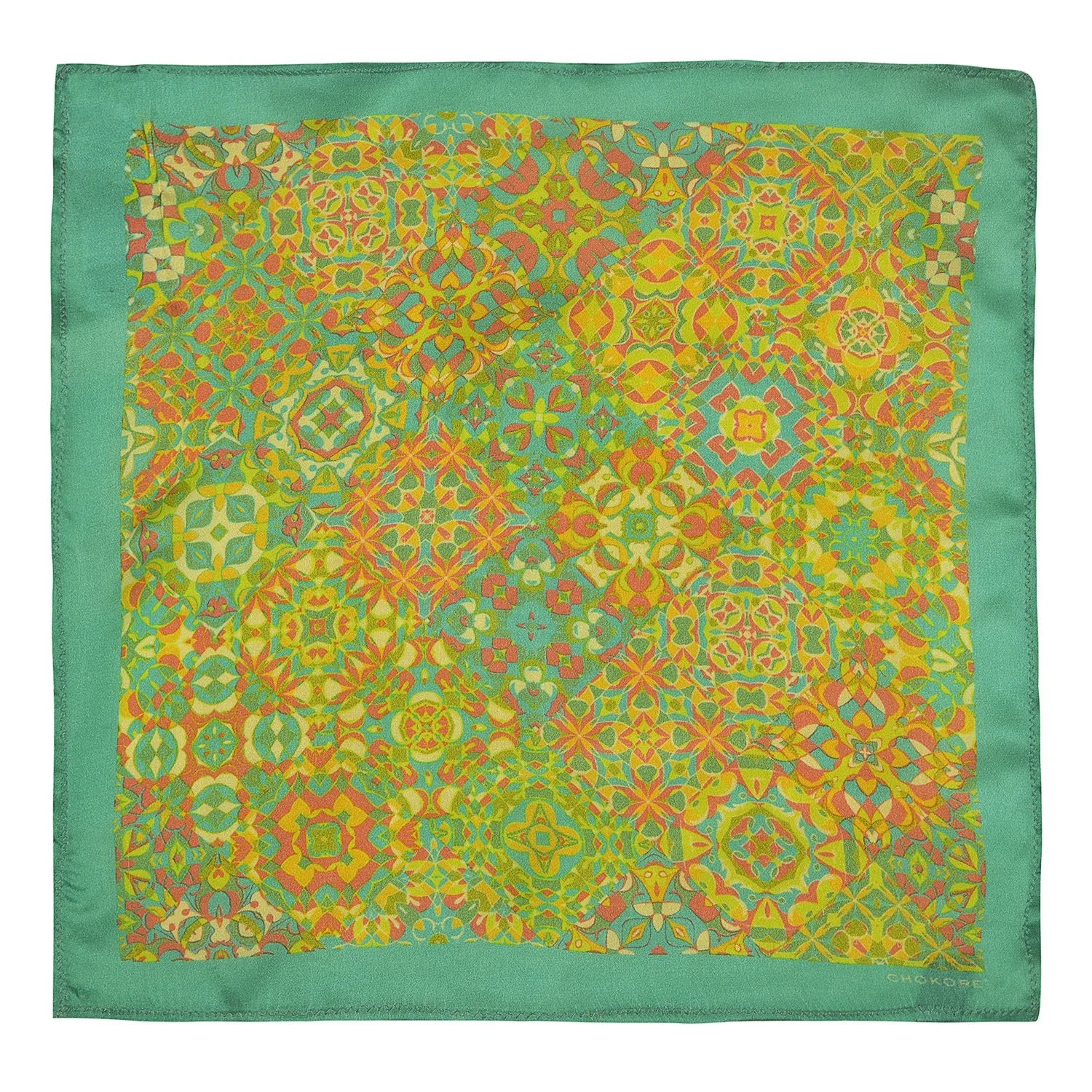 Chokore Light Green Silk Pocket Square -Indian At Heart line