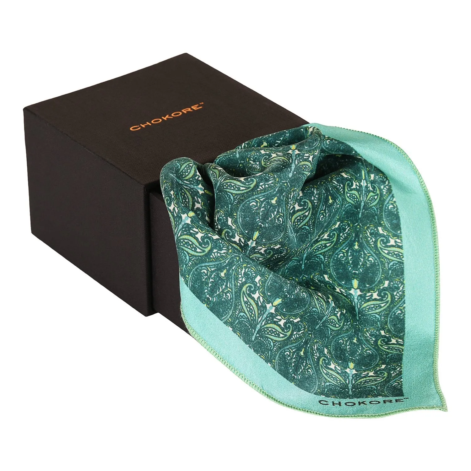 Chokore Light Sea Green Silk Pocket Square - Indian At Heart line