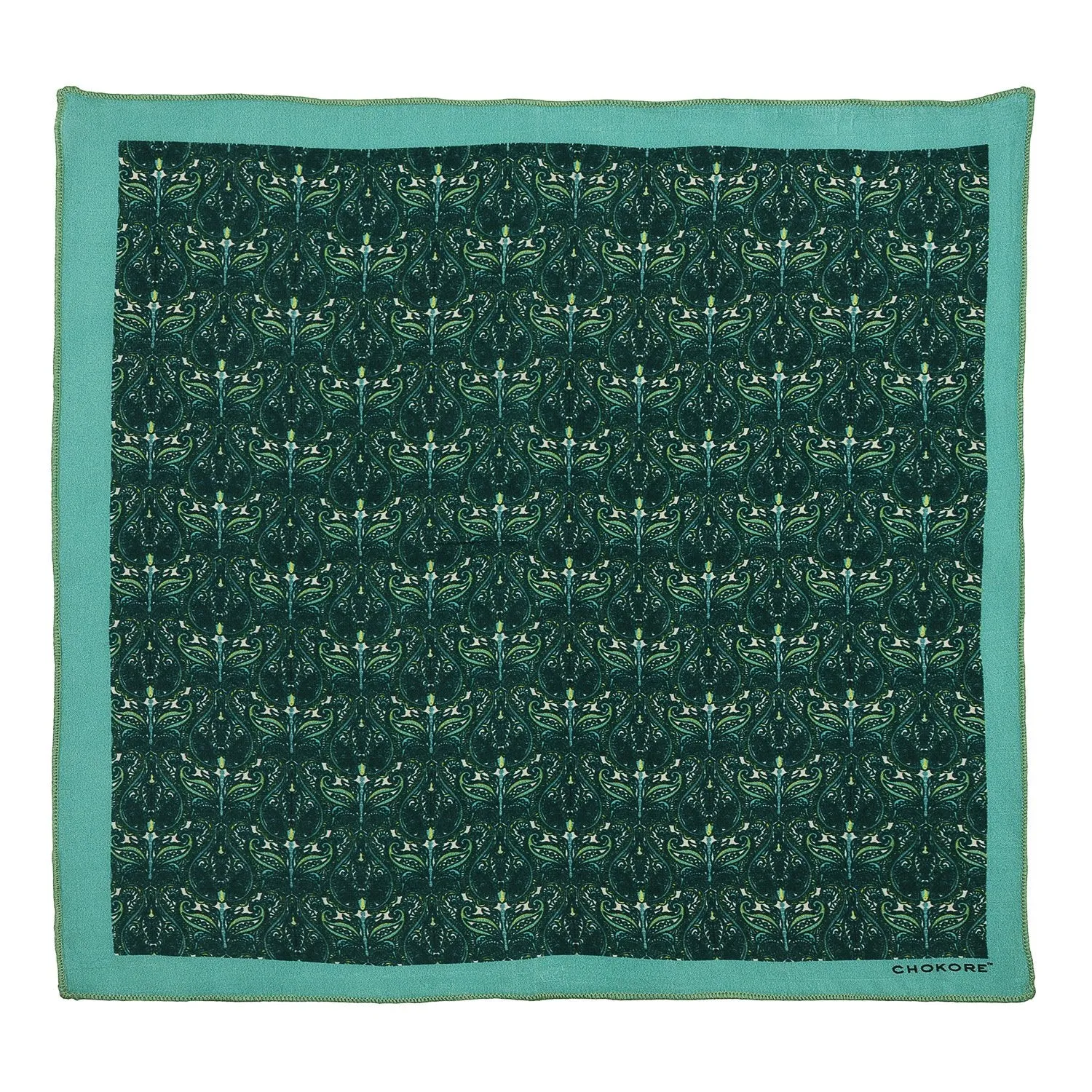 Chokore Light Sea Green Silk Pocket Square - Indian At Heart line