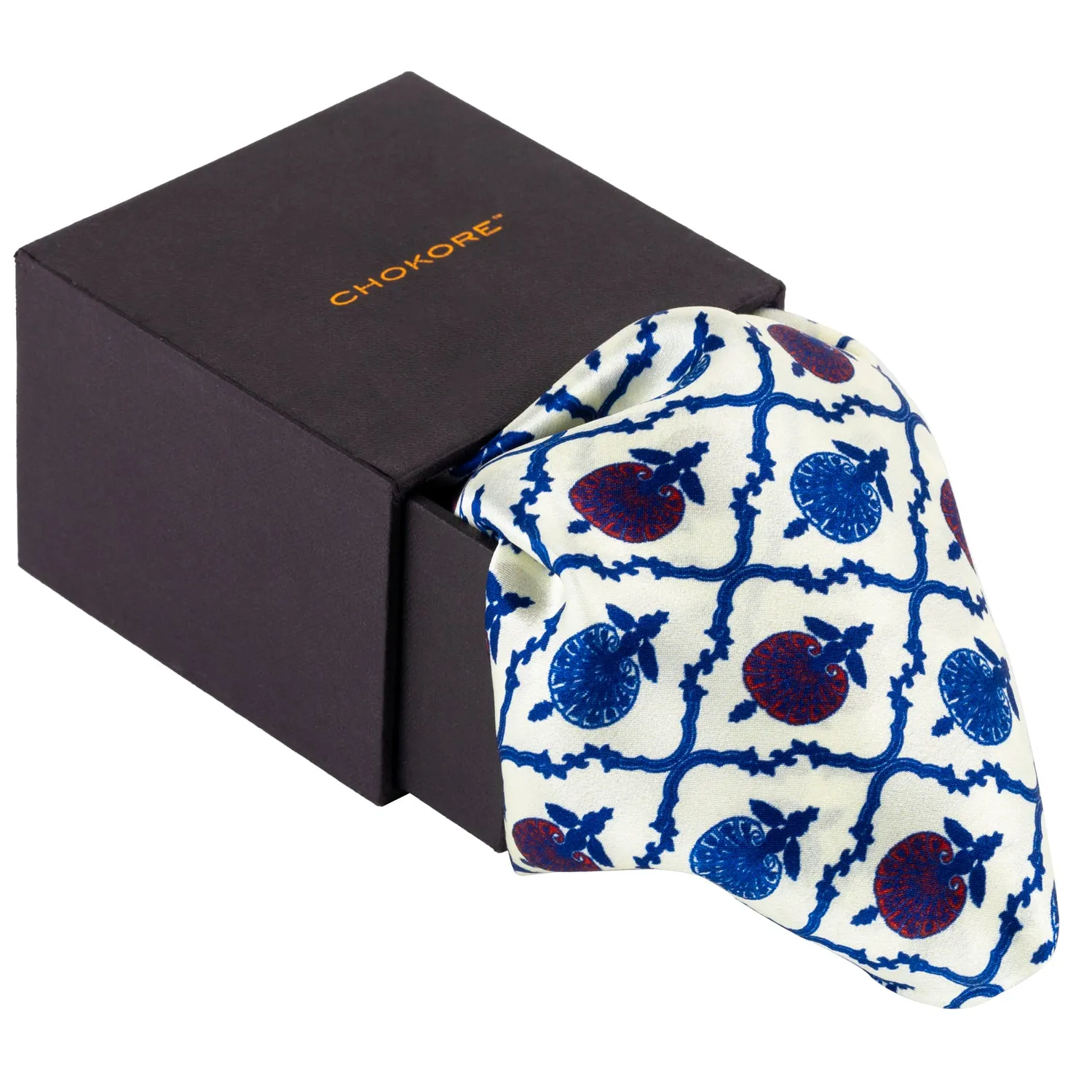 Chokore Off white Satin Silk pocket square from the Indian at Heart Collection