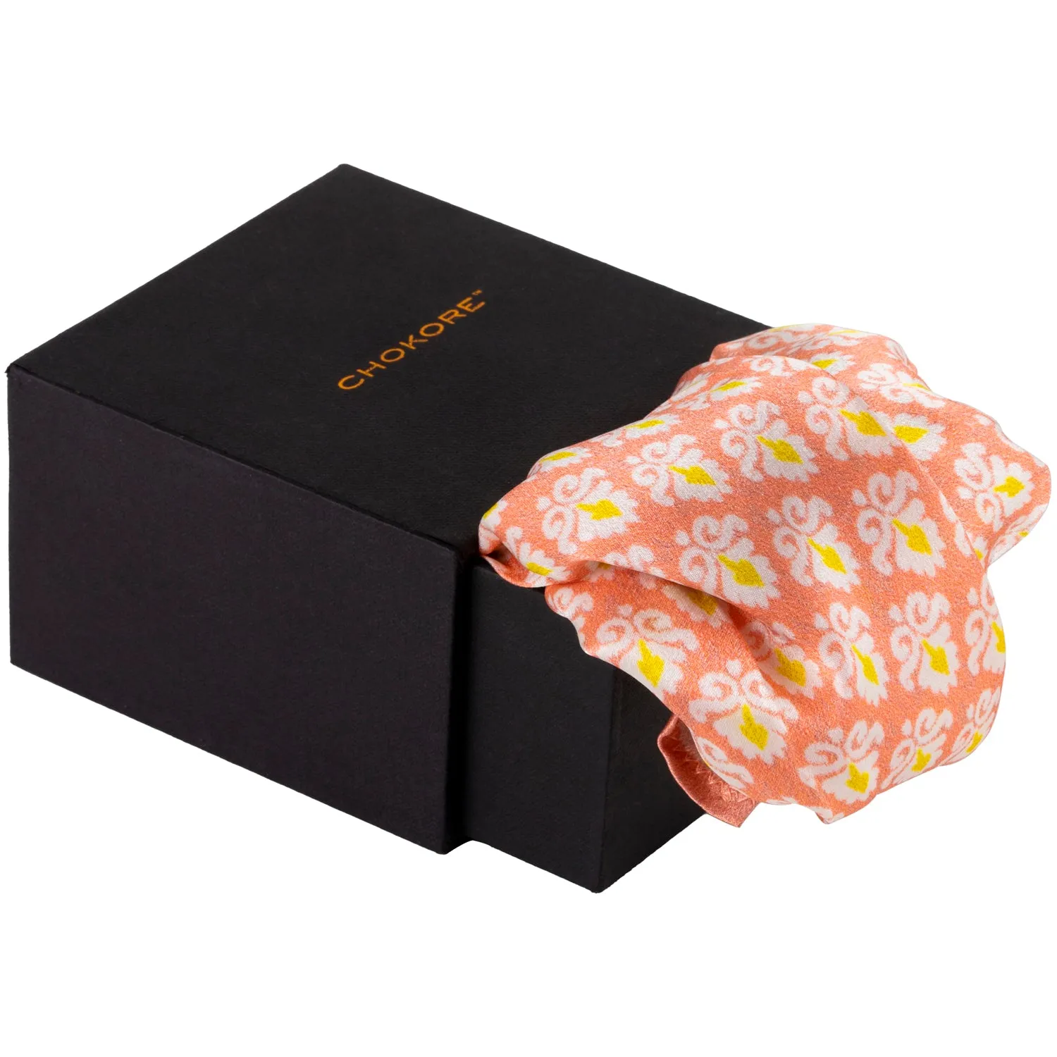 Chokore Peach Satin Silk pocket square from the Indian at Heart Collection