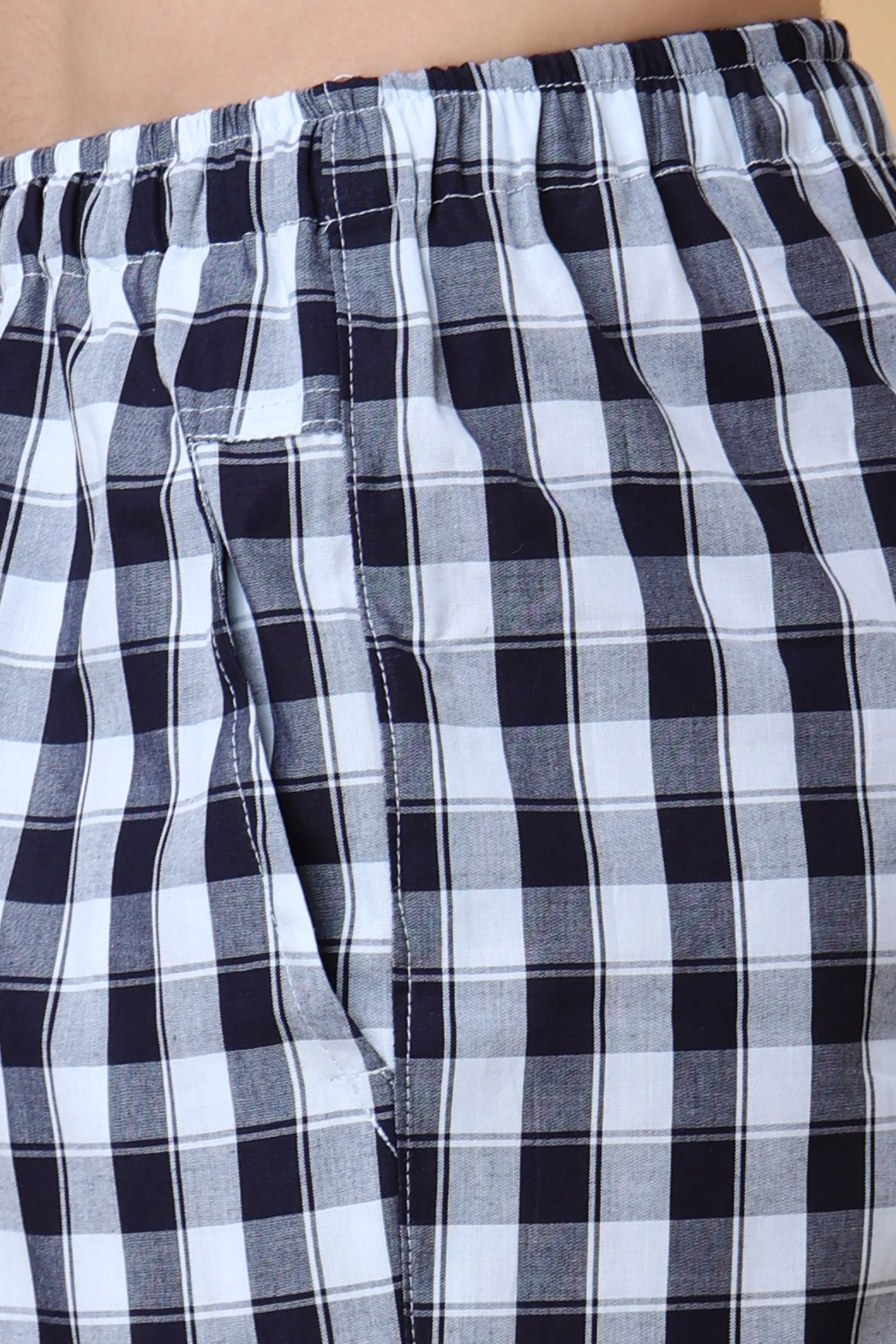 Classic Black Checked Cotton Shorts