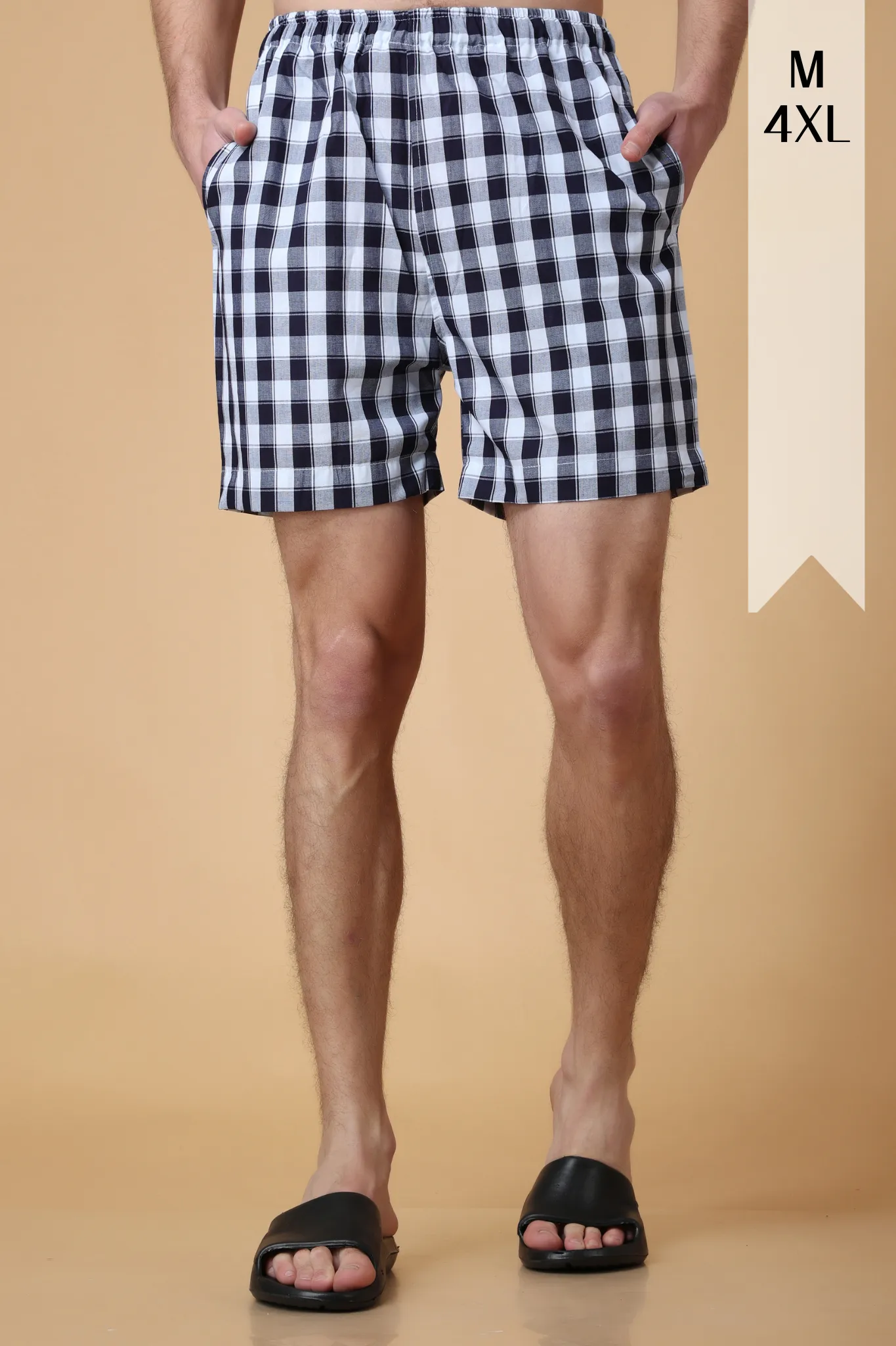 Classic Black Checked Cotton Shorts