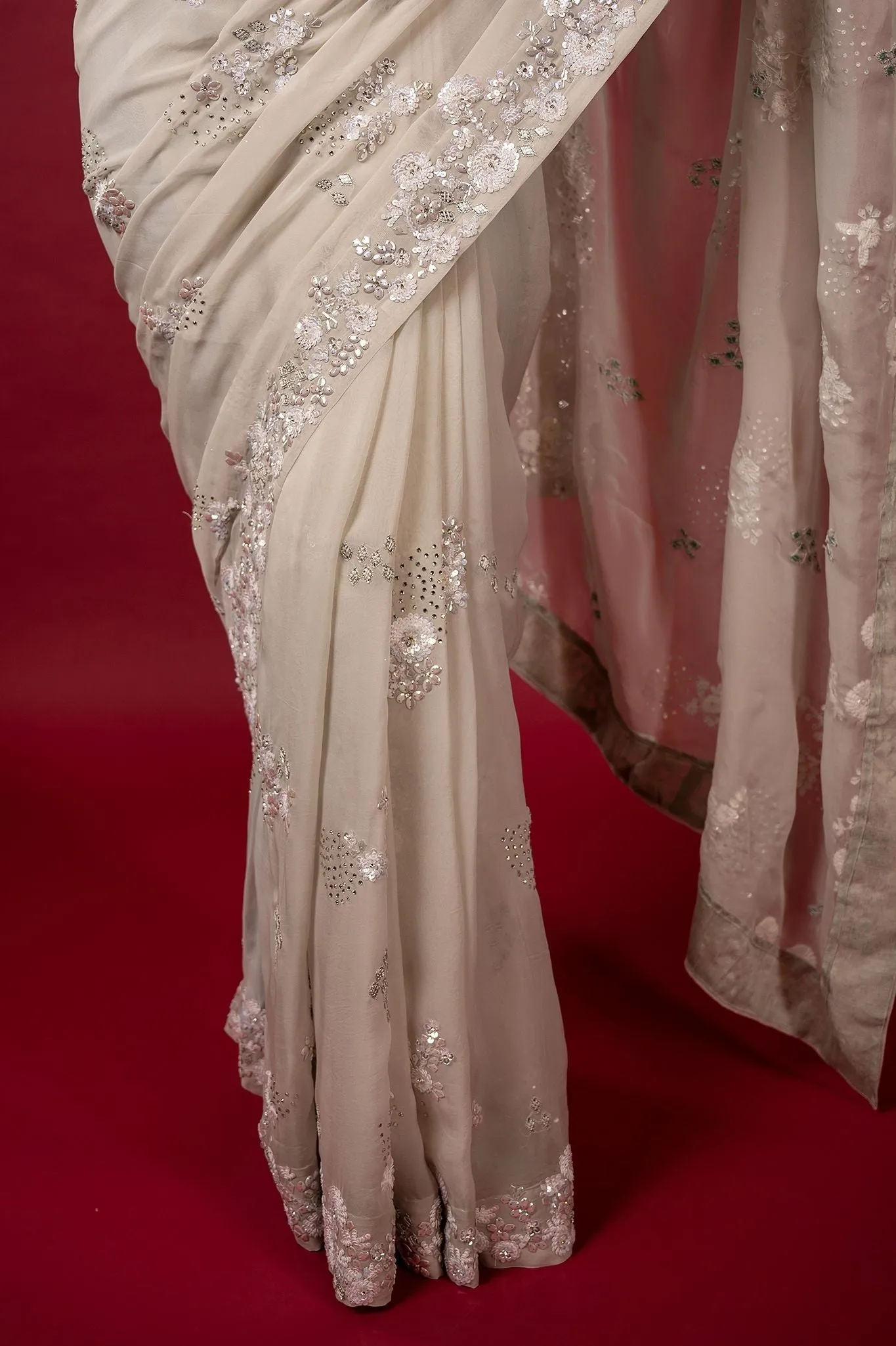 Cocktail White Saree