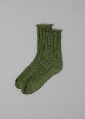 Cotton Marl Socks | Olive Green