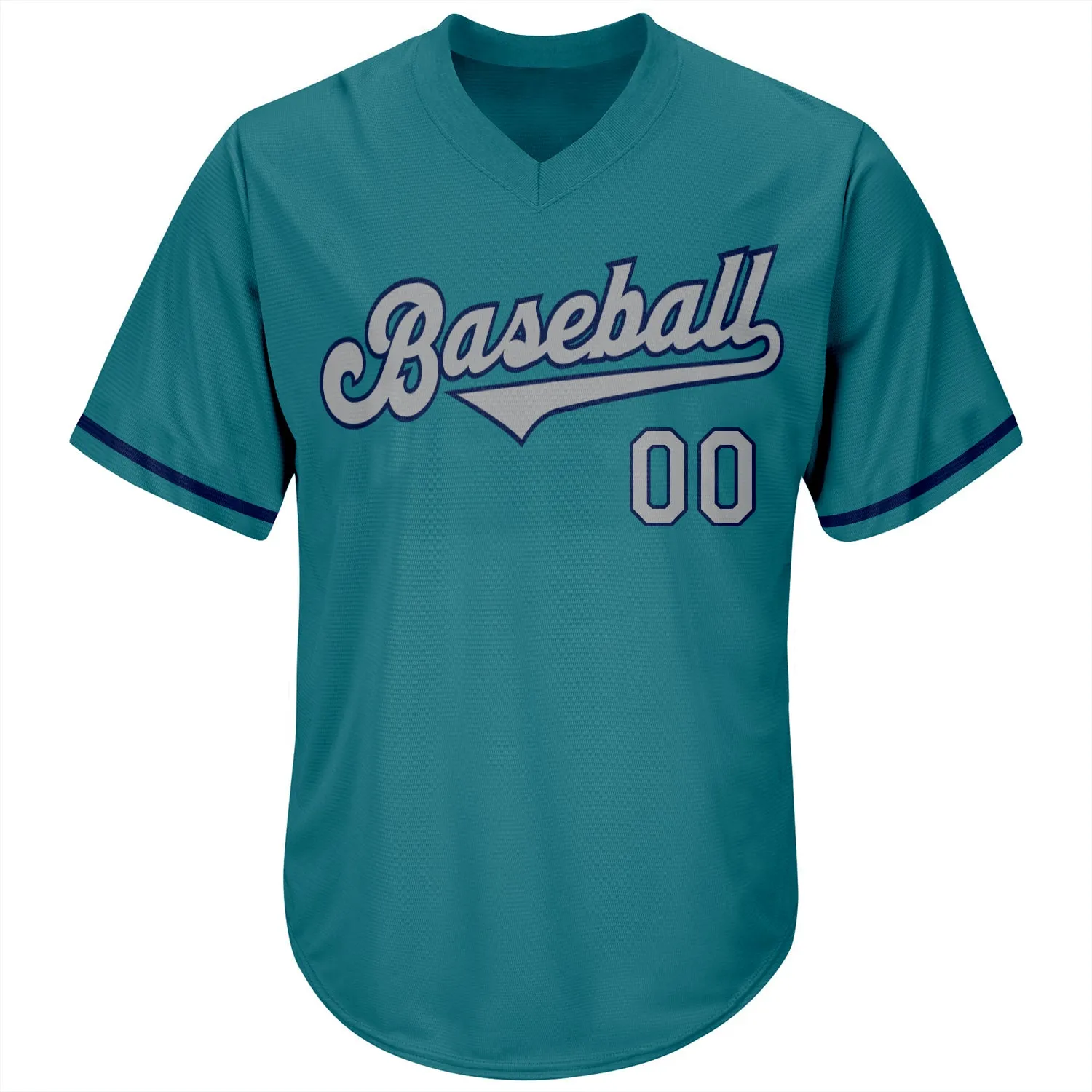 Custom Aqua Gray-Navy Authentic Throwback Rib-Knit Baseball Jersey Shirt