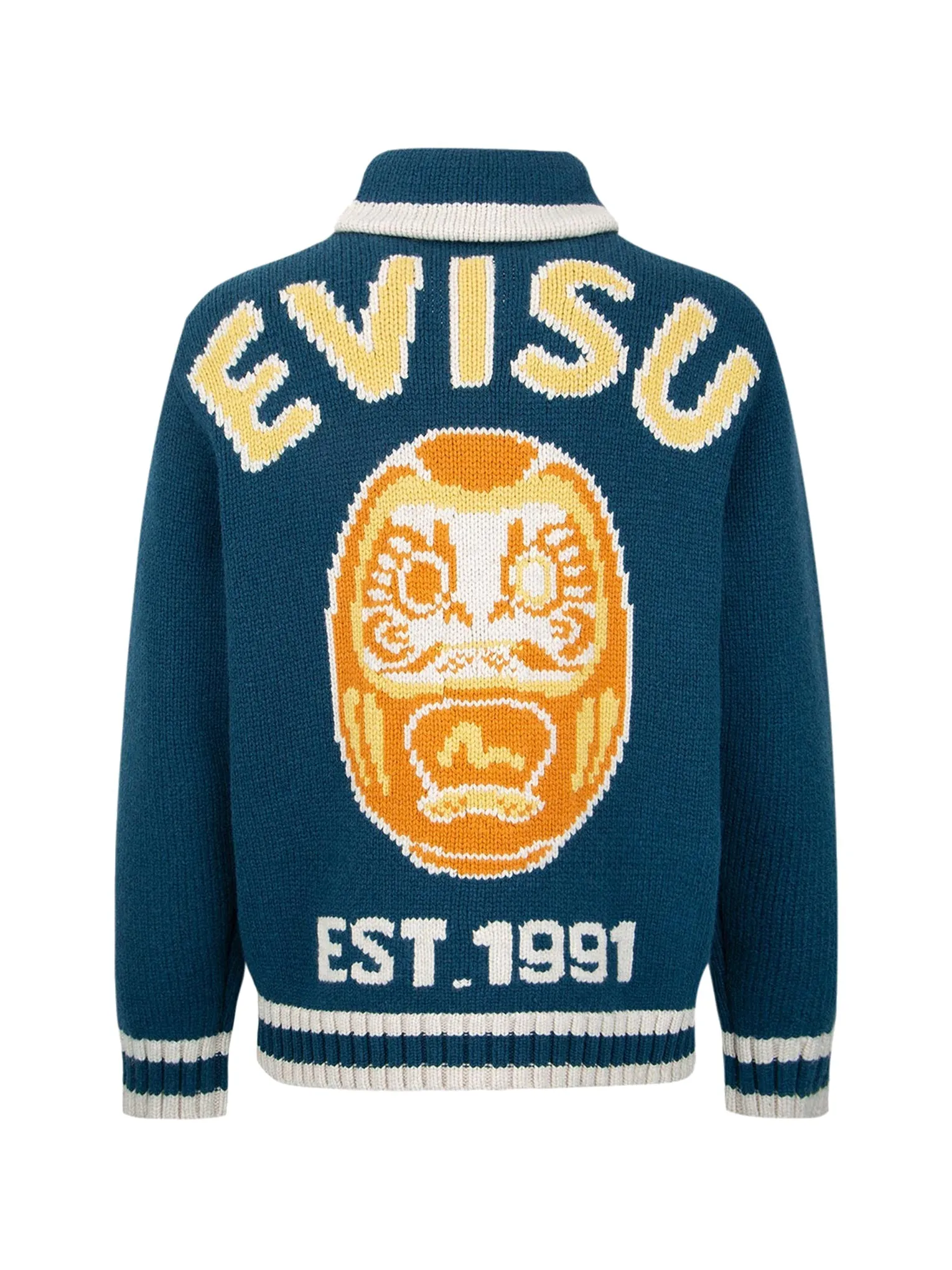 Daruma Intarsia-Knit Zip-up Sweater