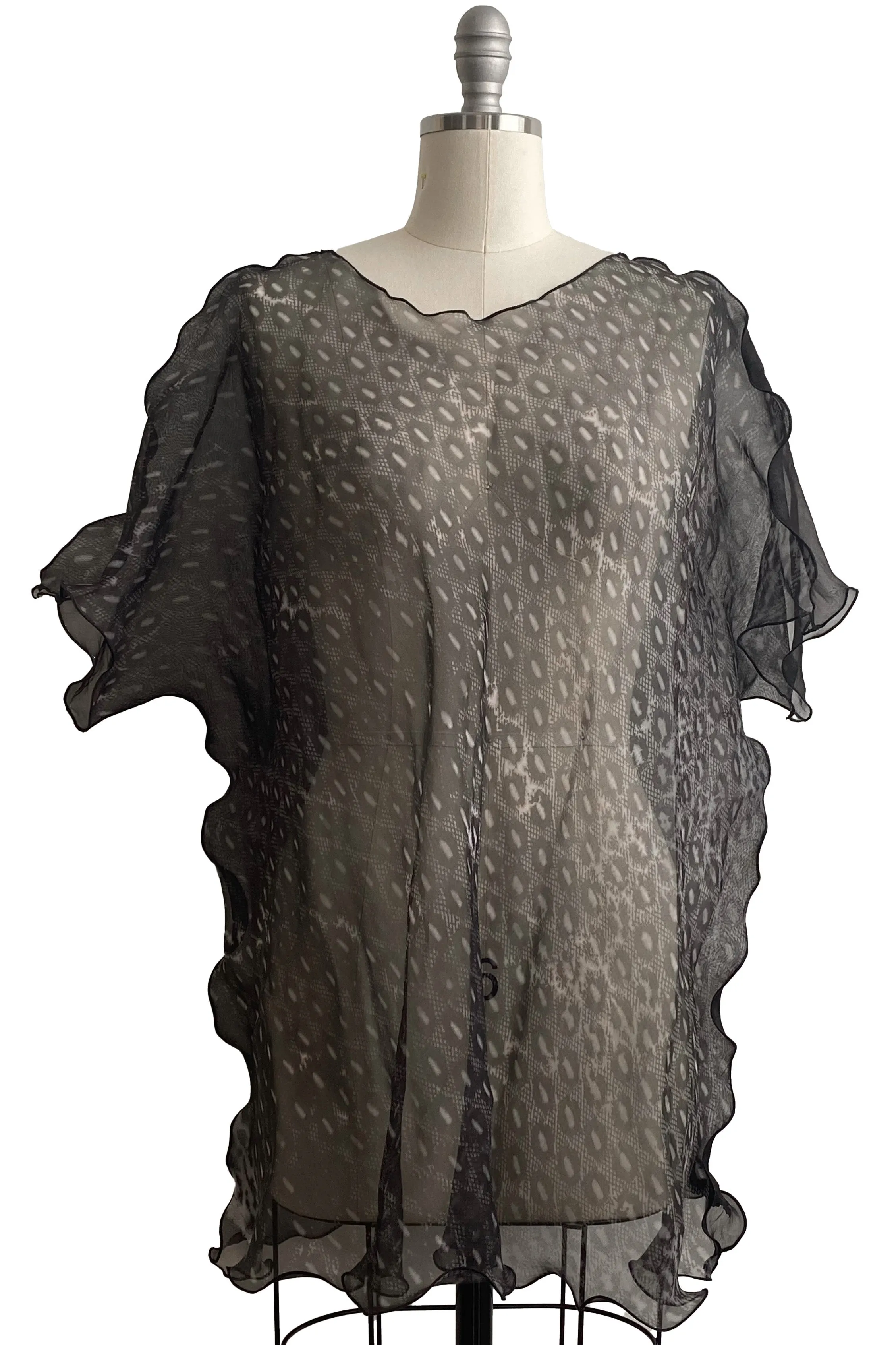 Deb Tunic Organza w/ Lace Print - Black & Grey