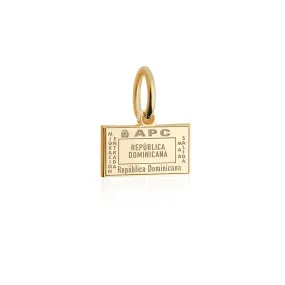 Dominican Republic Passport Stamp Charm Solid Gold Mini