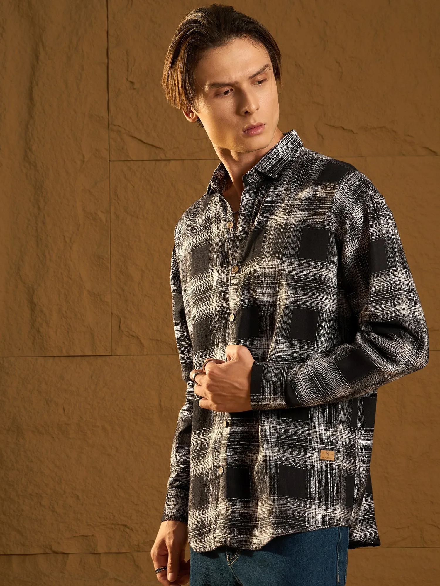 Drop Shoulder Oversized Checked Casual Shirt