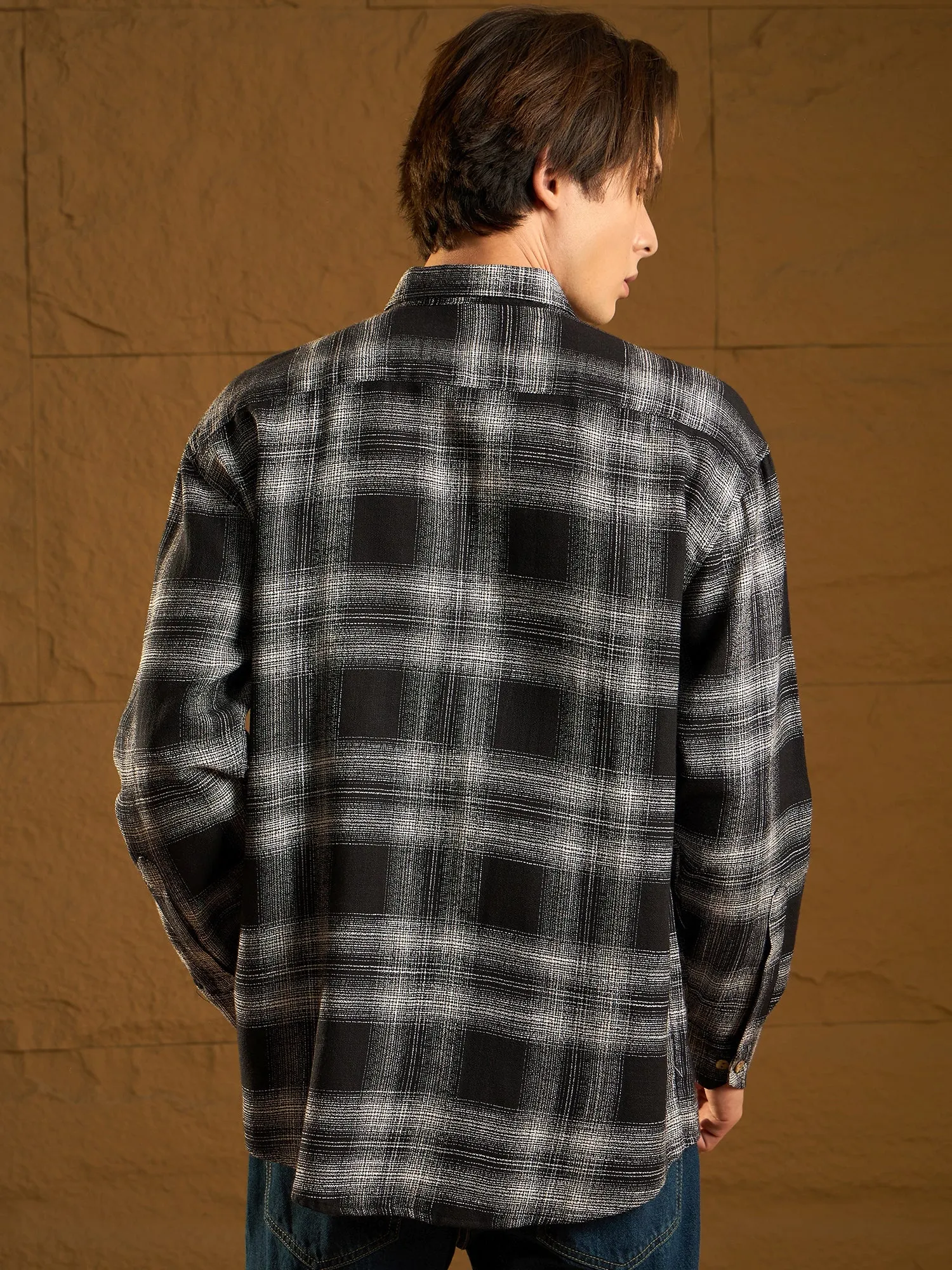 Drop Shoulder Oversized Checked Casual Shirt