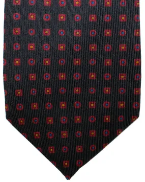 E. Marinella Silk Tie Black Brown Royal Blue Geometric