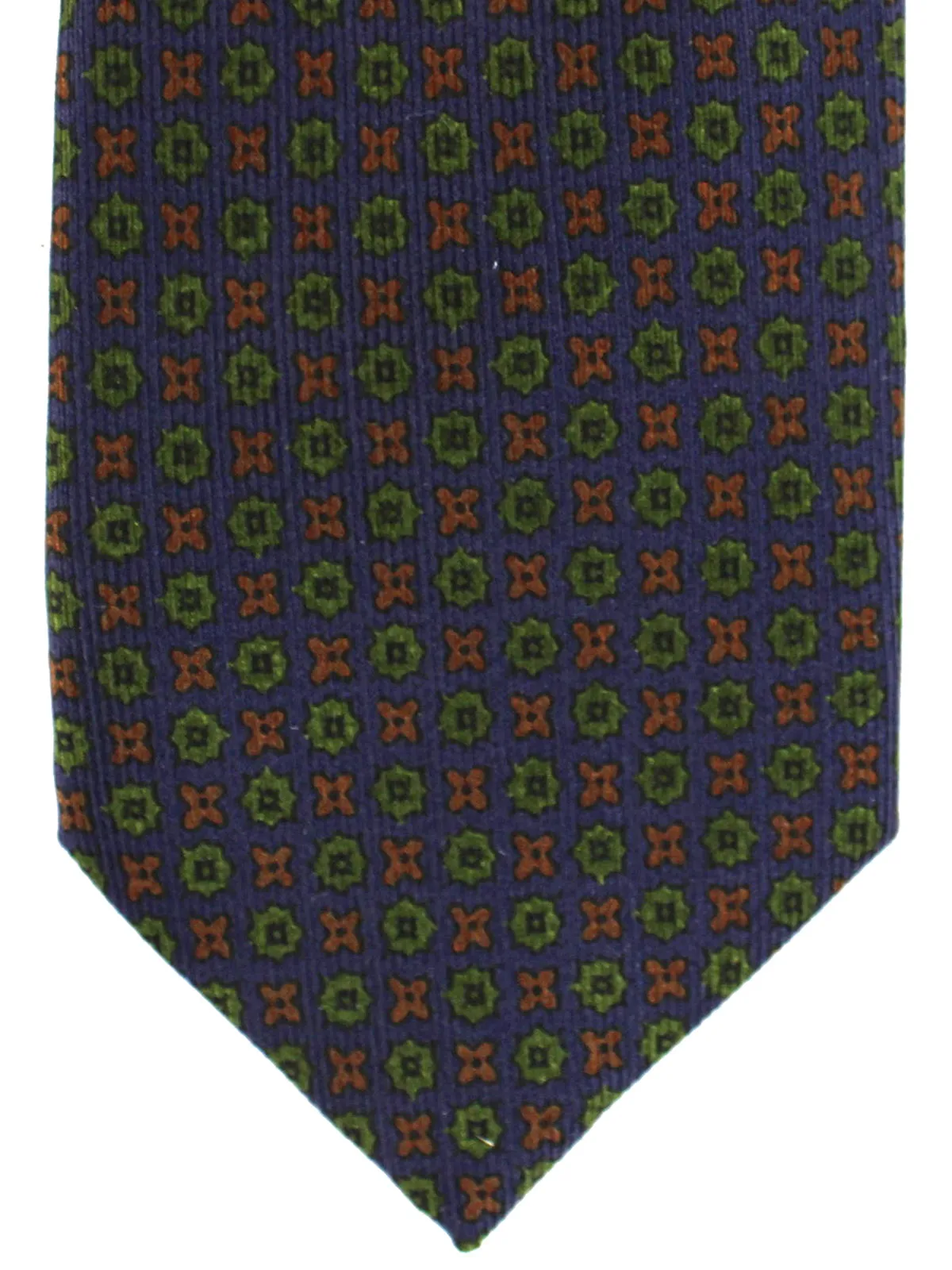 E. Marinella Silk Tie Lapis Blue Green Brown Geometric - Narrow Necktie SALE