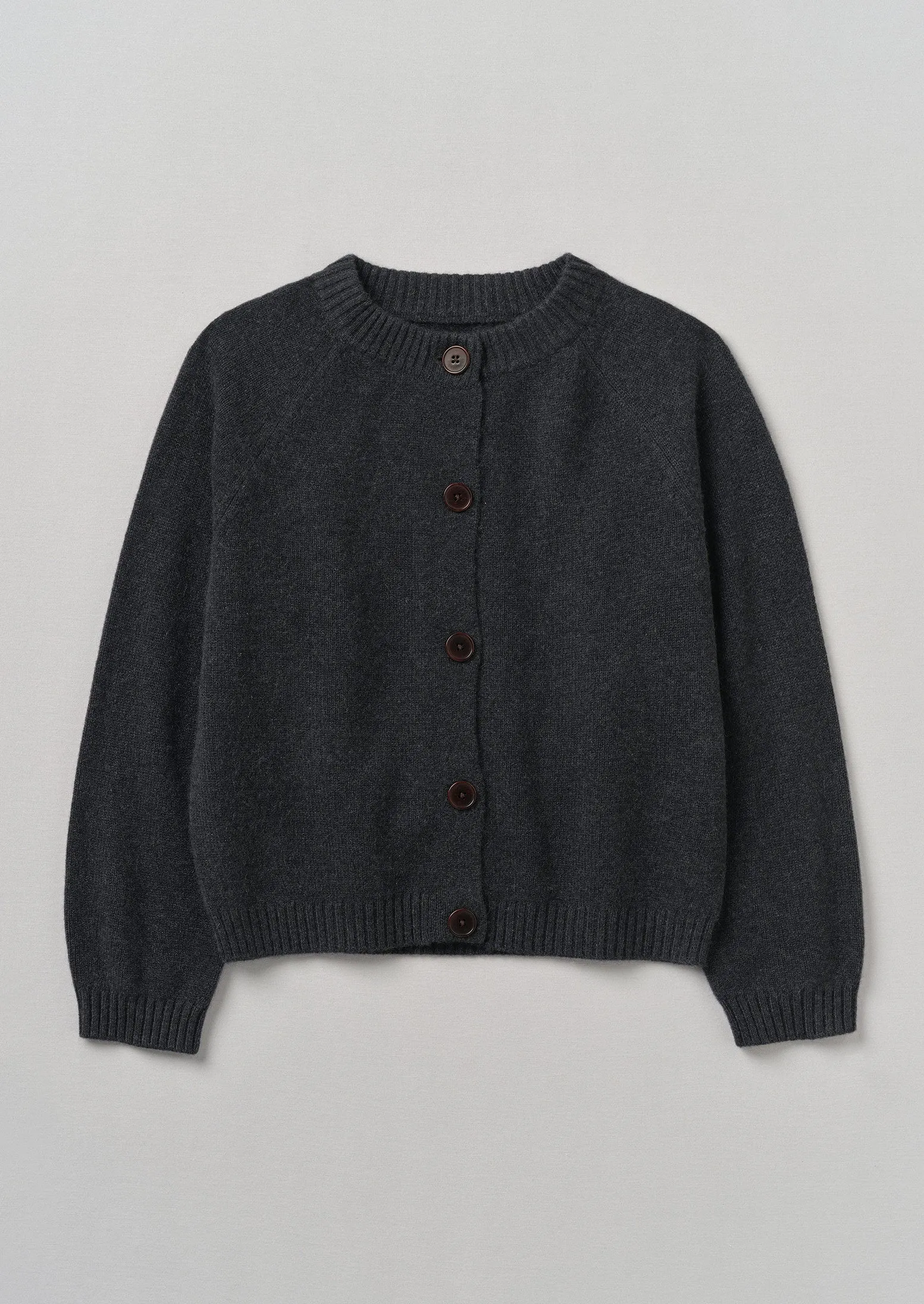 Eden Wool Cashmere Raglan Cardigan | Charcoal