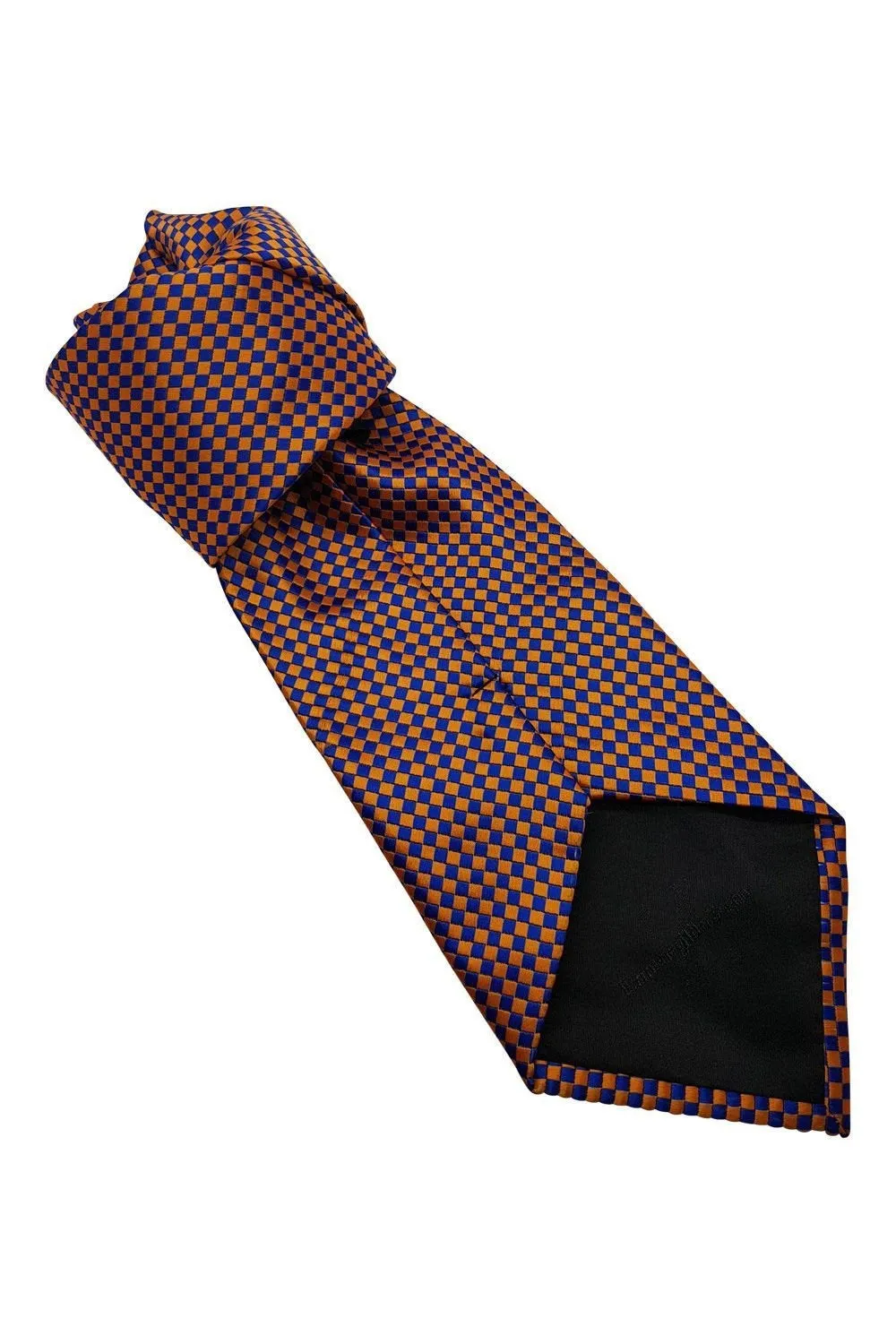 ERMENEGILDO ZEGNA 100% Silk Blue Orange Checked Tie (61")