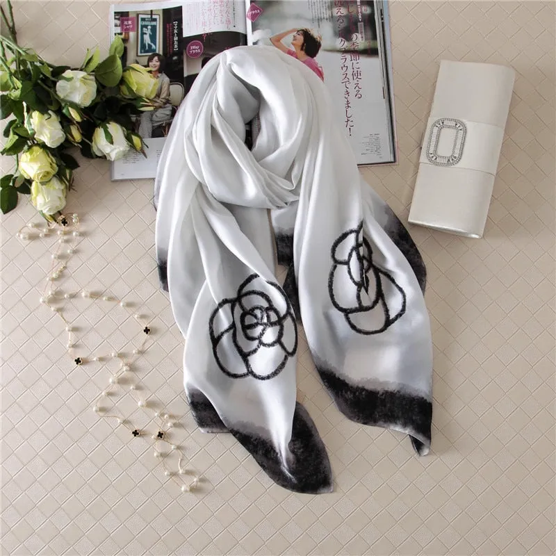 Fashion Women 100% Pure Silk Scarf Female Luxury Brand Print Paisley Foulard Shawls and Scarves Beach Cover-Ups SFN163