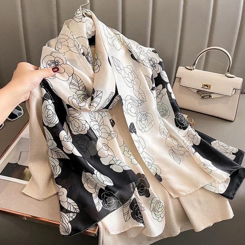 Fashion Women 100% Pure Silk Scarf Female Luxury Brand Print Paisley Foulard Shawls and Scarves Beach Cover-Ups SFN163