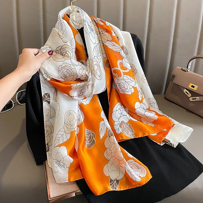 Fashion Women 100% Pure Silk Scarf Female Luxury Brand Print Paisley Foulard Shawls and Scarves Beach Cover-Ups SFN163