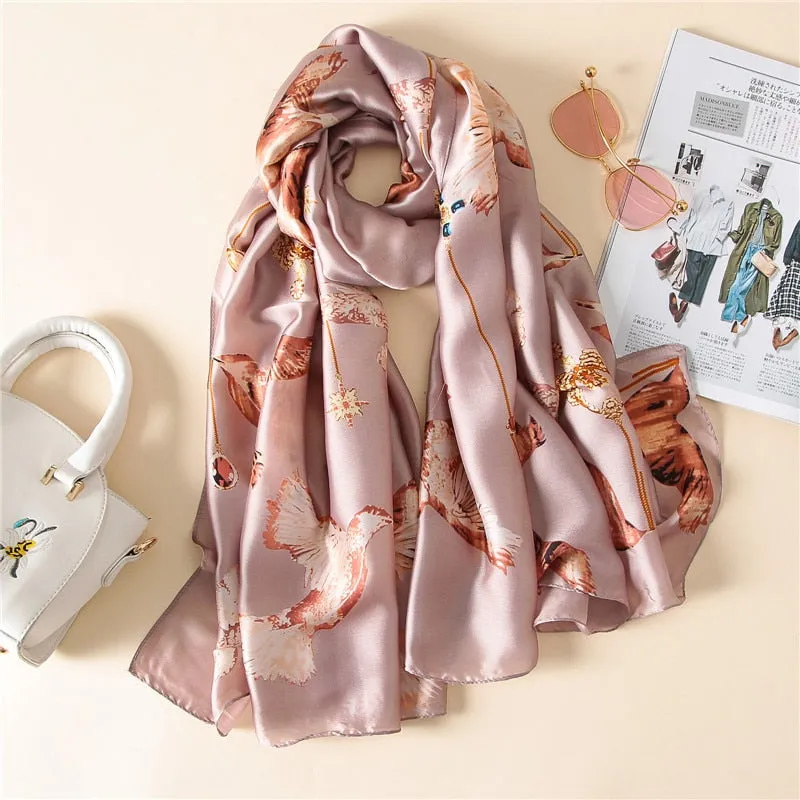 Fashion Women 100% Pure Silk Scarf Female Luxury Brand Print Paisley Foulard Shawls and Scarves Beach Cover-Ups SFN163