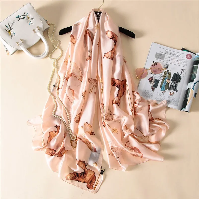 Fashion Women 100% Pure Silk Scarf Female Luxury Brand Print Paisley Foulard Shawls and Scarves Beach Cover-Ups SFN163