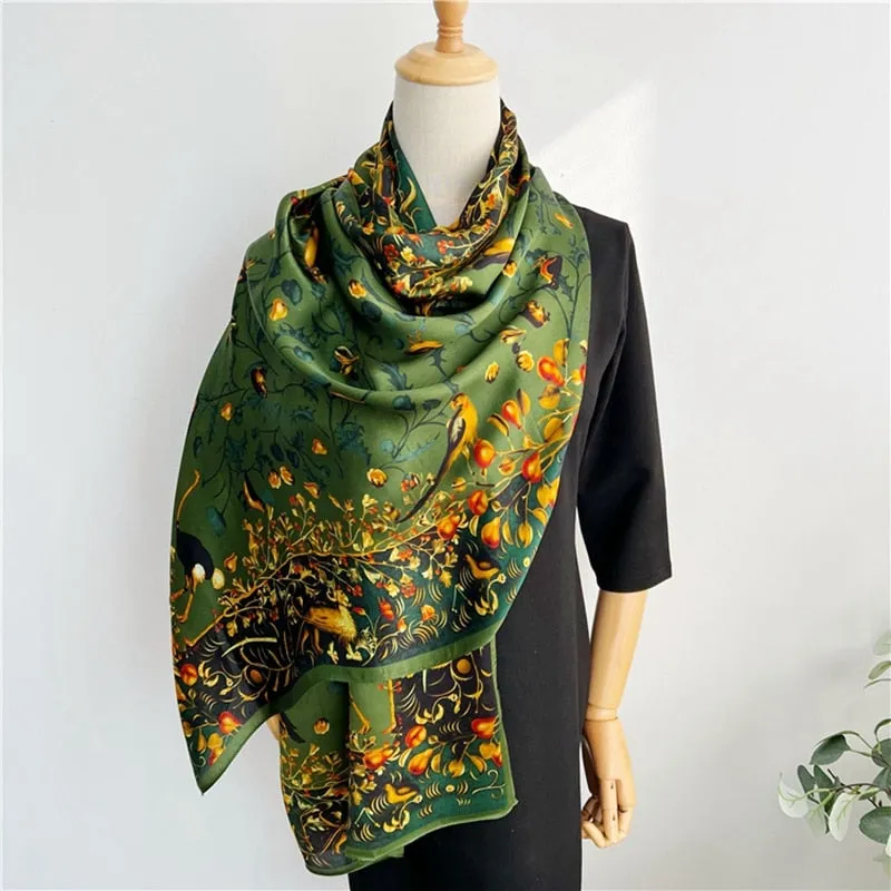 Fashion Women 100% Pure Silk Scarf Female Luxury Brand Print Paisley Foulard Shawls and Scarves Beach Cover-Ups SFN163