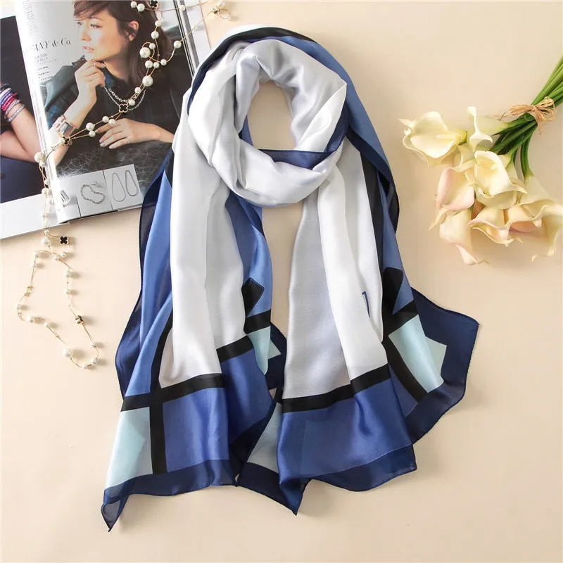 Fashion Women 100% Pure Silk Scarf Female Luxury Brand Print Paisley Foulard Shawls and Scarves Beach Cover-Ups SFN163