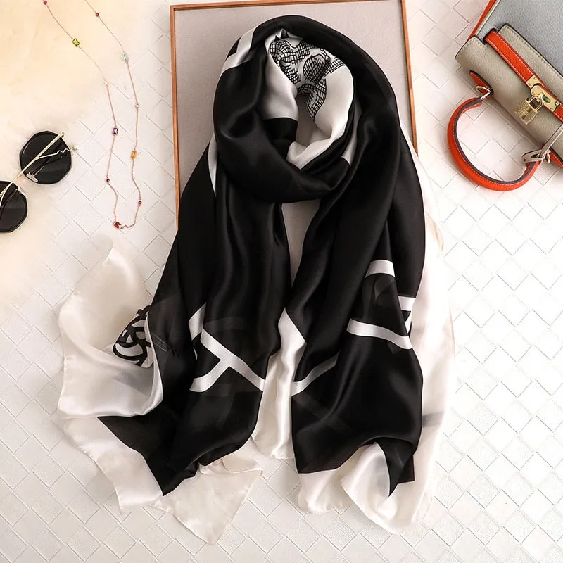 Fashion Women 100% Pure Silk Scarf Female Luxury Brand Print Paisley Foulard Shawls and Scarves Beach Cover-Ups SFN163