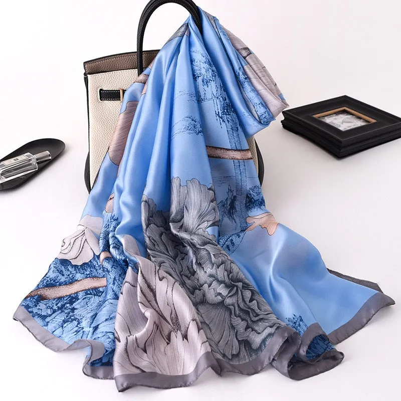 Fashion Women 100% Pure Silk Scarf Female Luxury Brand Print Paisley Foulard Shawls and Scarves Beach Cover-Ups SFN163