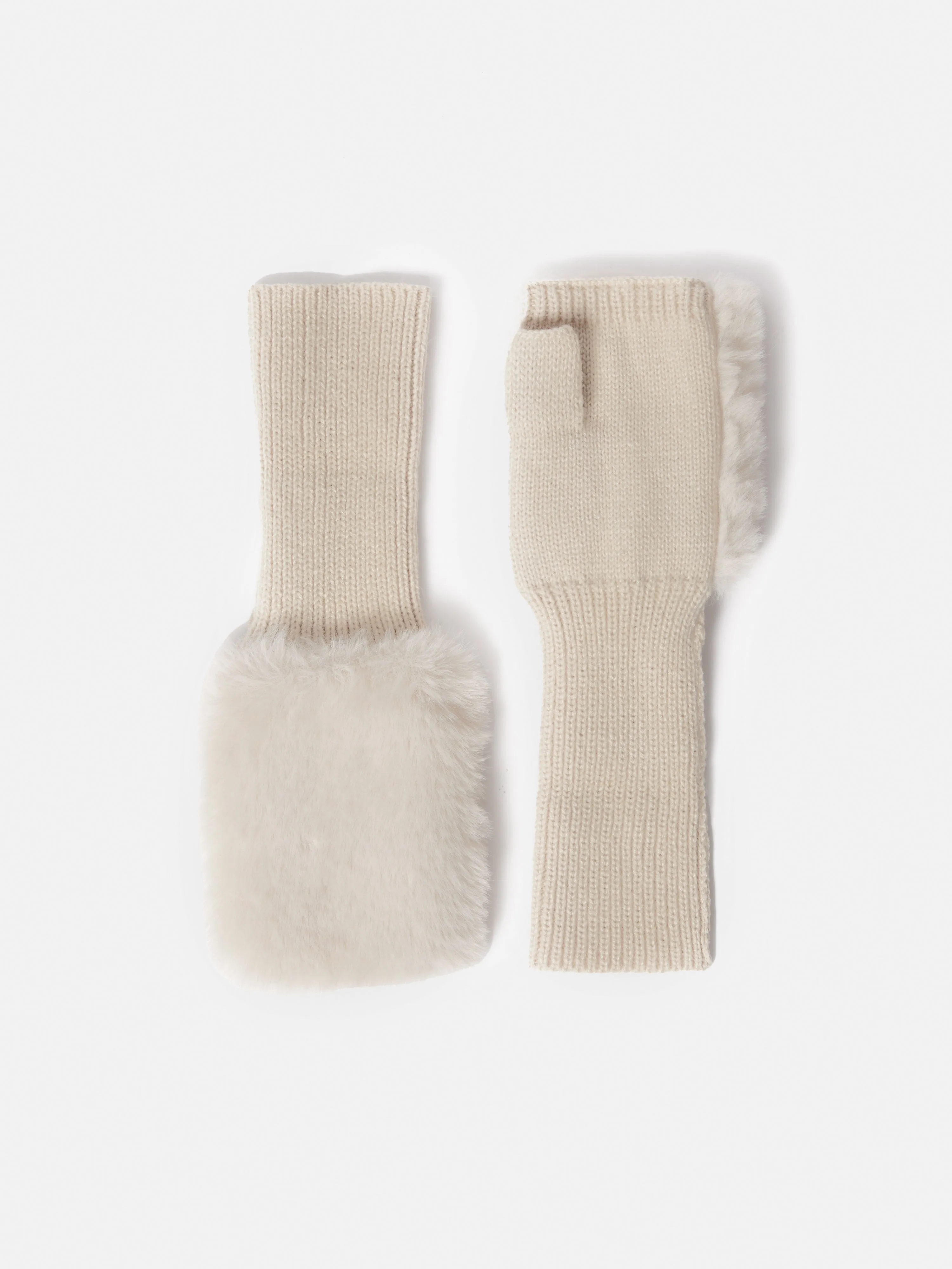 Faux Fur Mittens | Cream