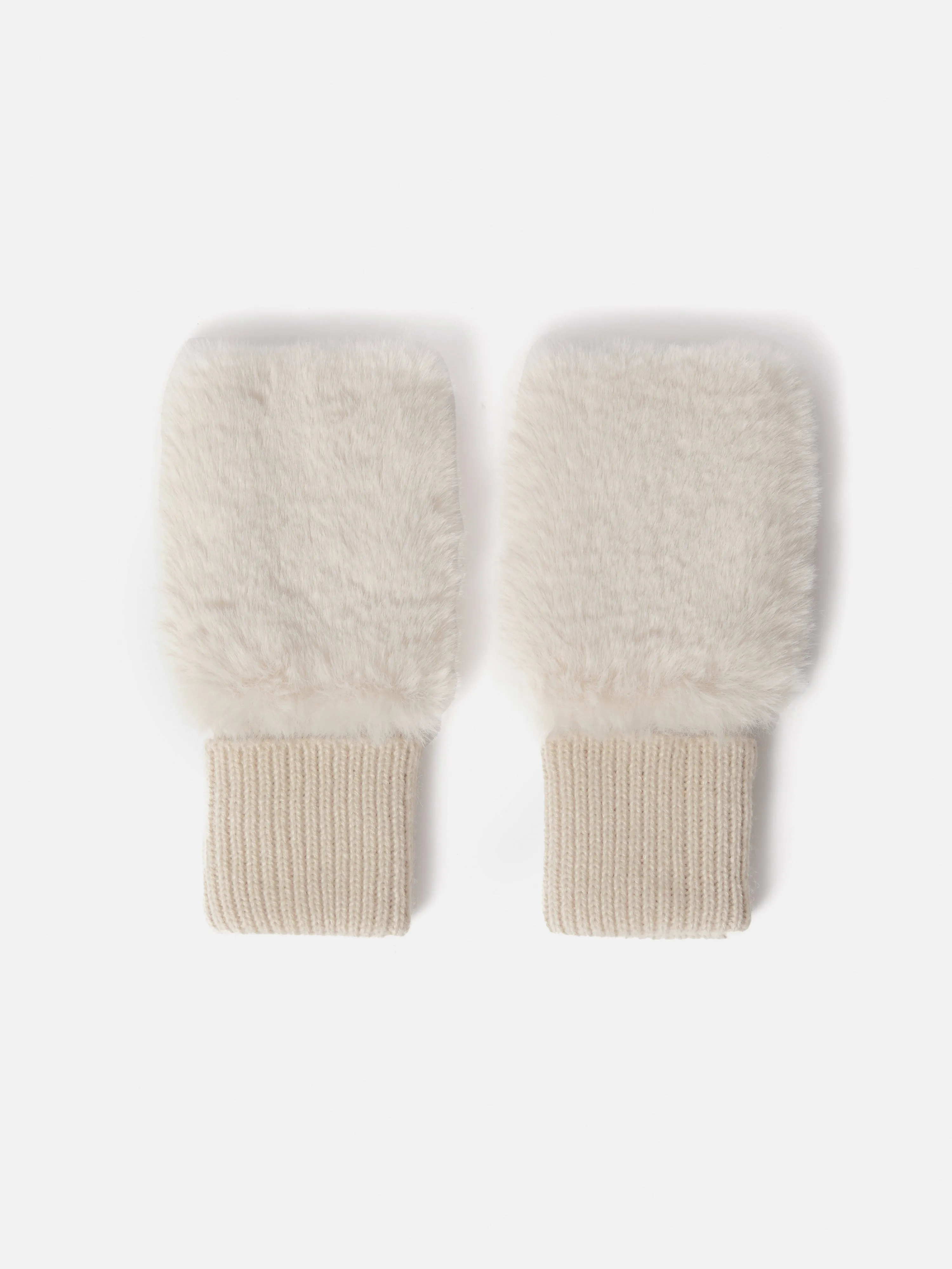 Faux Fur Mittens | Cream