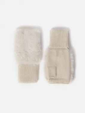 Faux Fur Mittens | Cream