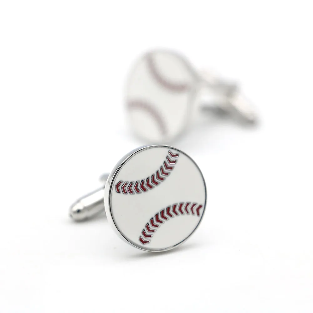 Fenway Baseball Rhodium Plated Cufflinks