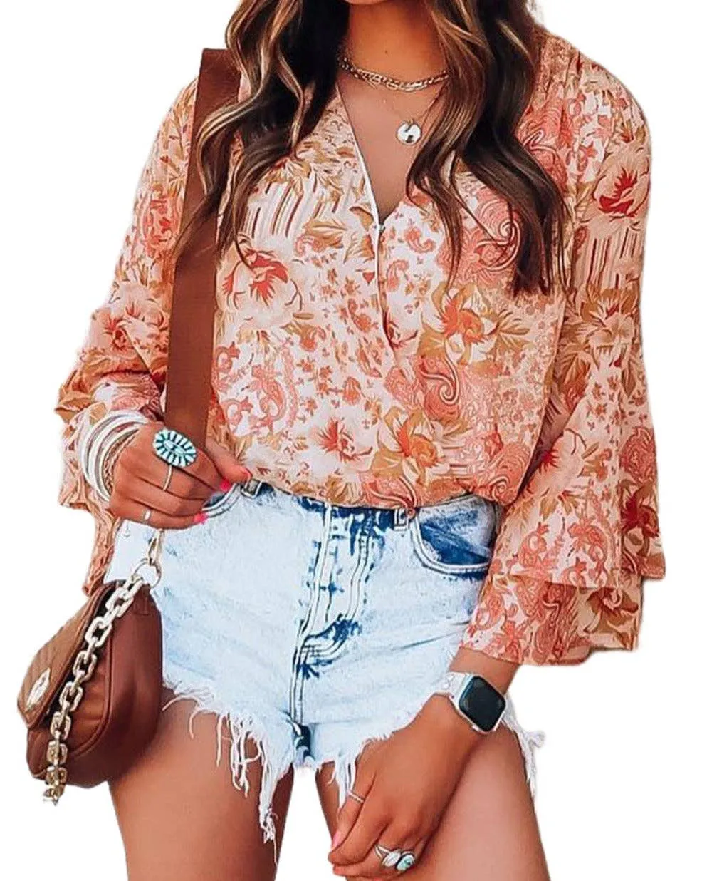 Floral Bell Sleeve Bodysuit