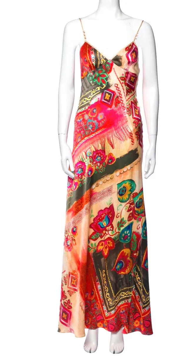 GALLIANO silk printed slip dress