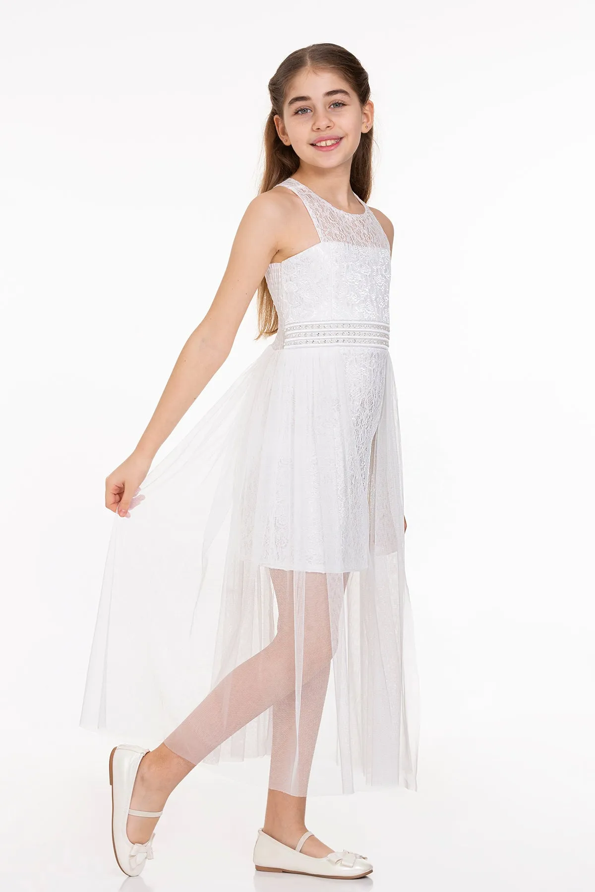 Girls' pearl stone tulle trend evening dress ak2229