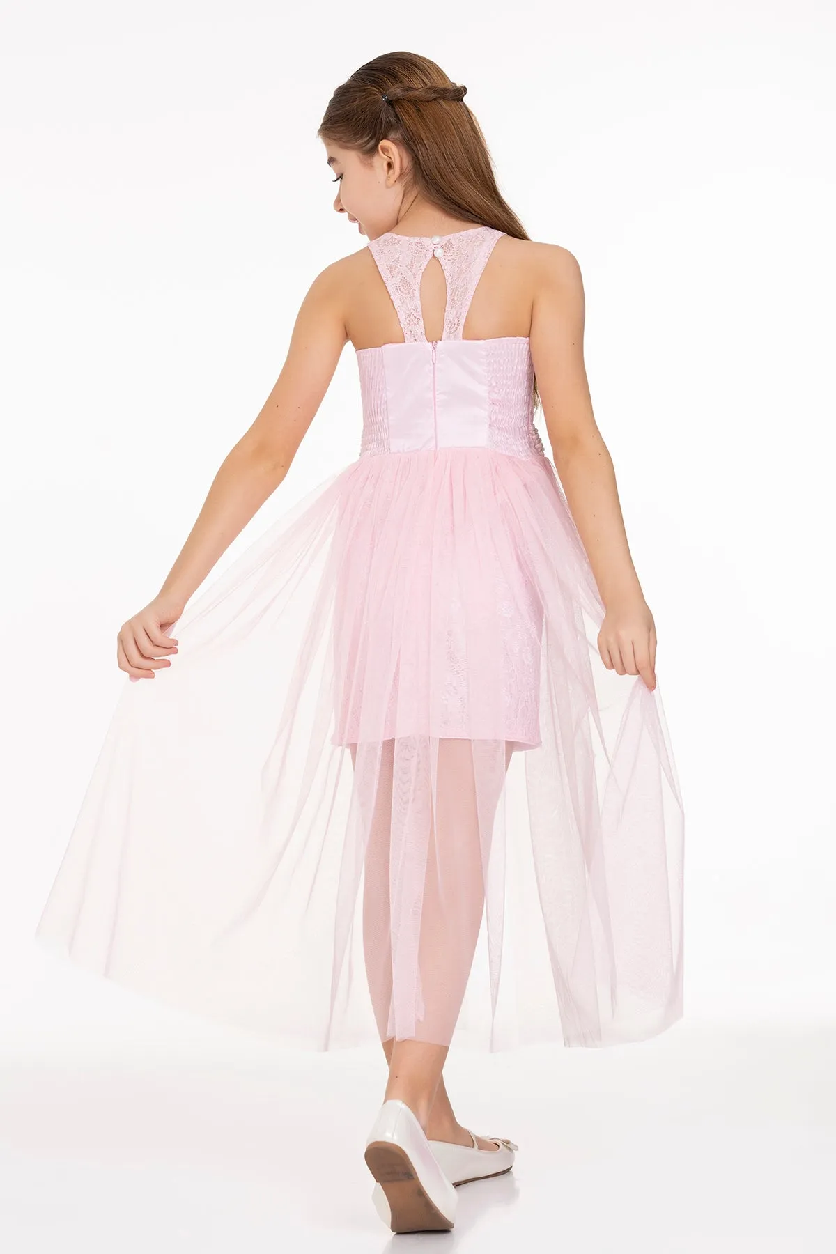 Girls' pearl stone tulle trend evening dress ak2229