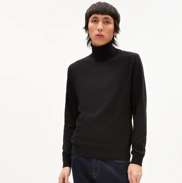 Glaan Knitted Turtleneck Sweater Black Organic Cotton