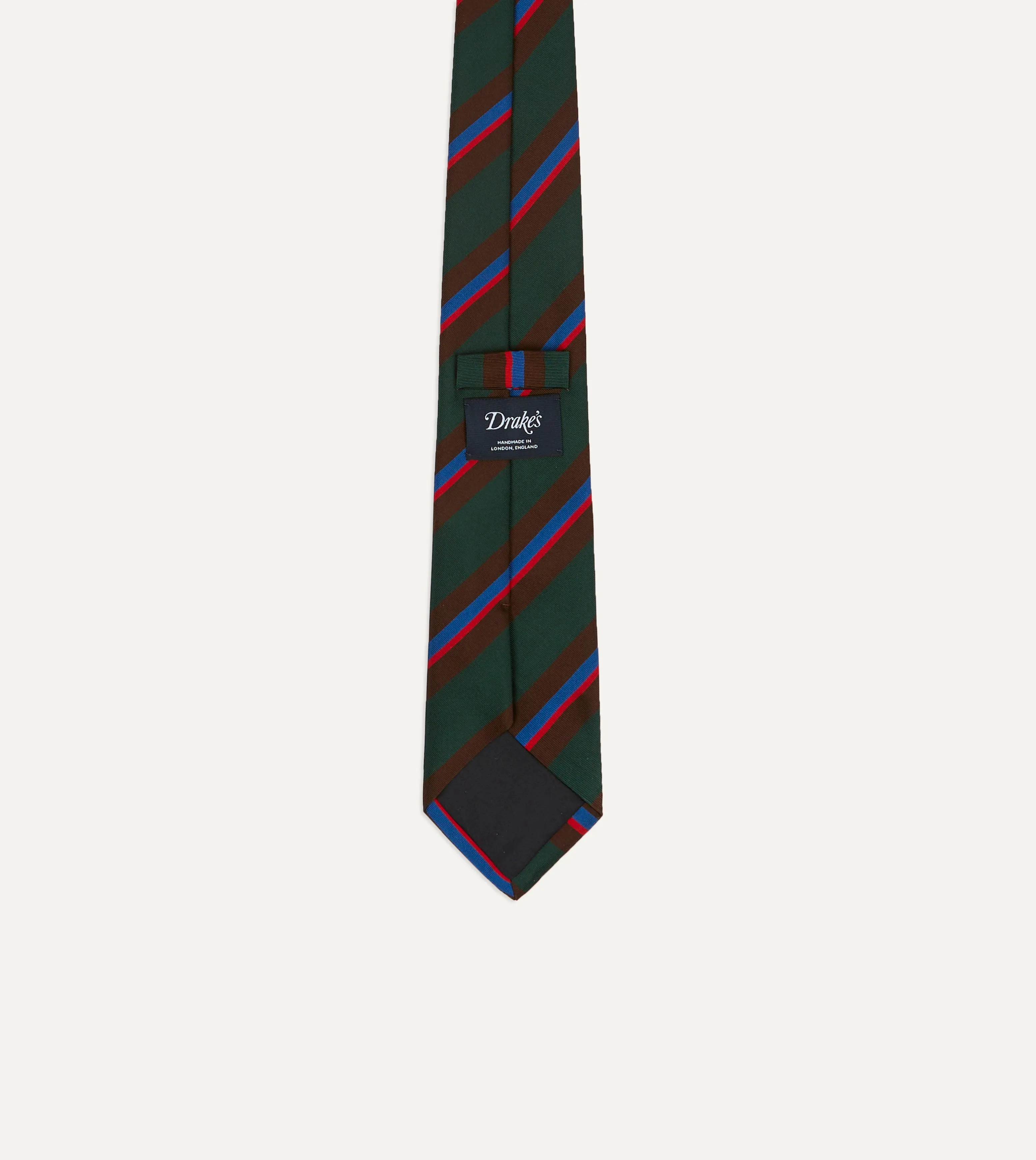 Green and Brown Stripe Silk Mogador Tipped Tie