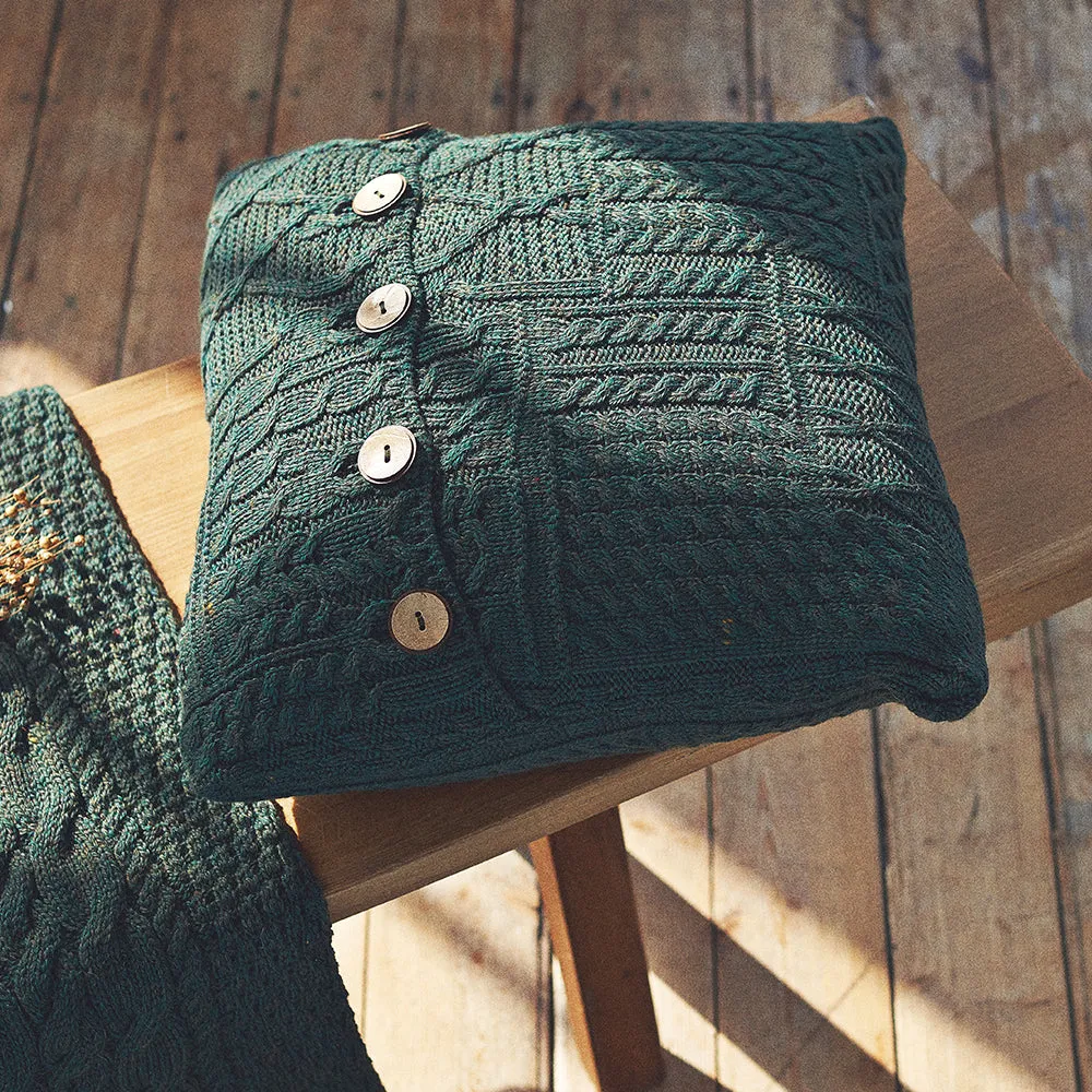 Green Aran Cushion Cover