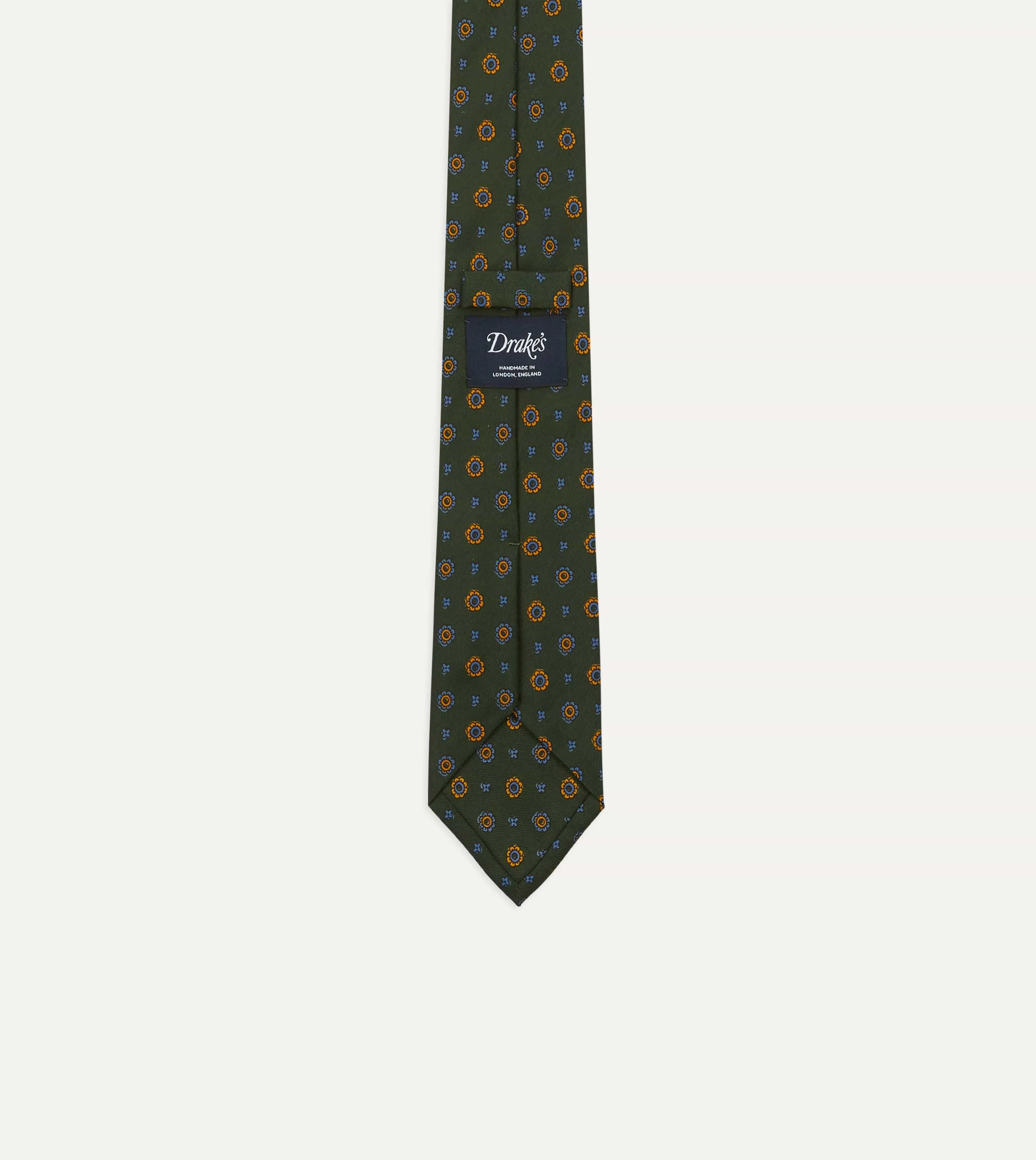 Green Medallion Print 36oz Madder Silk Self Tipped Tie