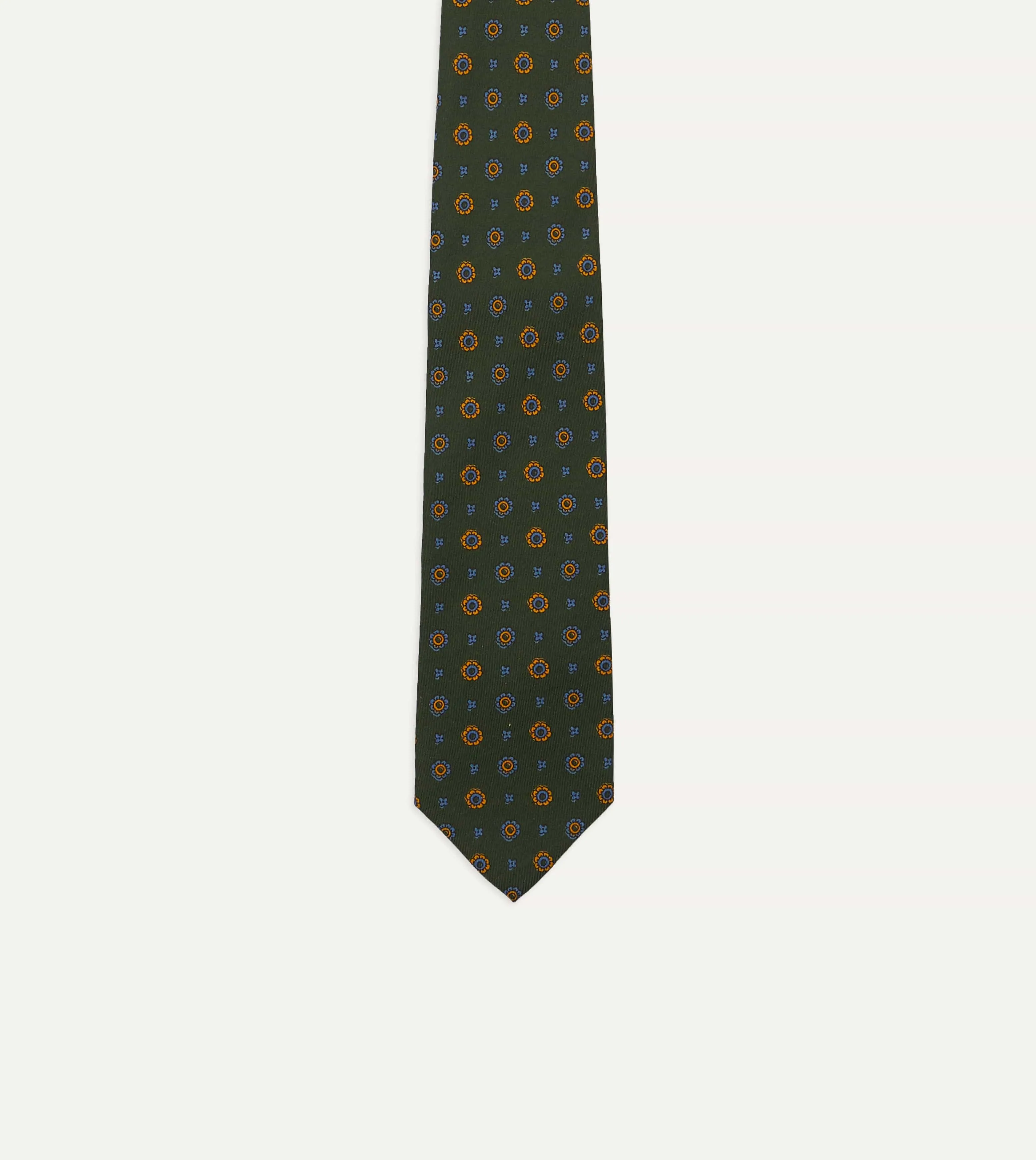 Green Medallion Print 36oz Madder Silk Self Tipped Tie