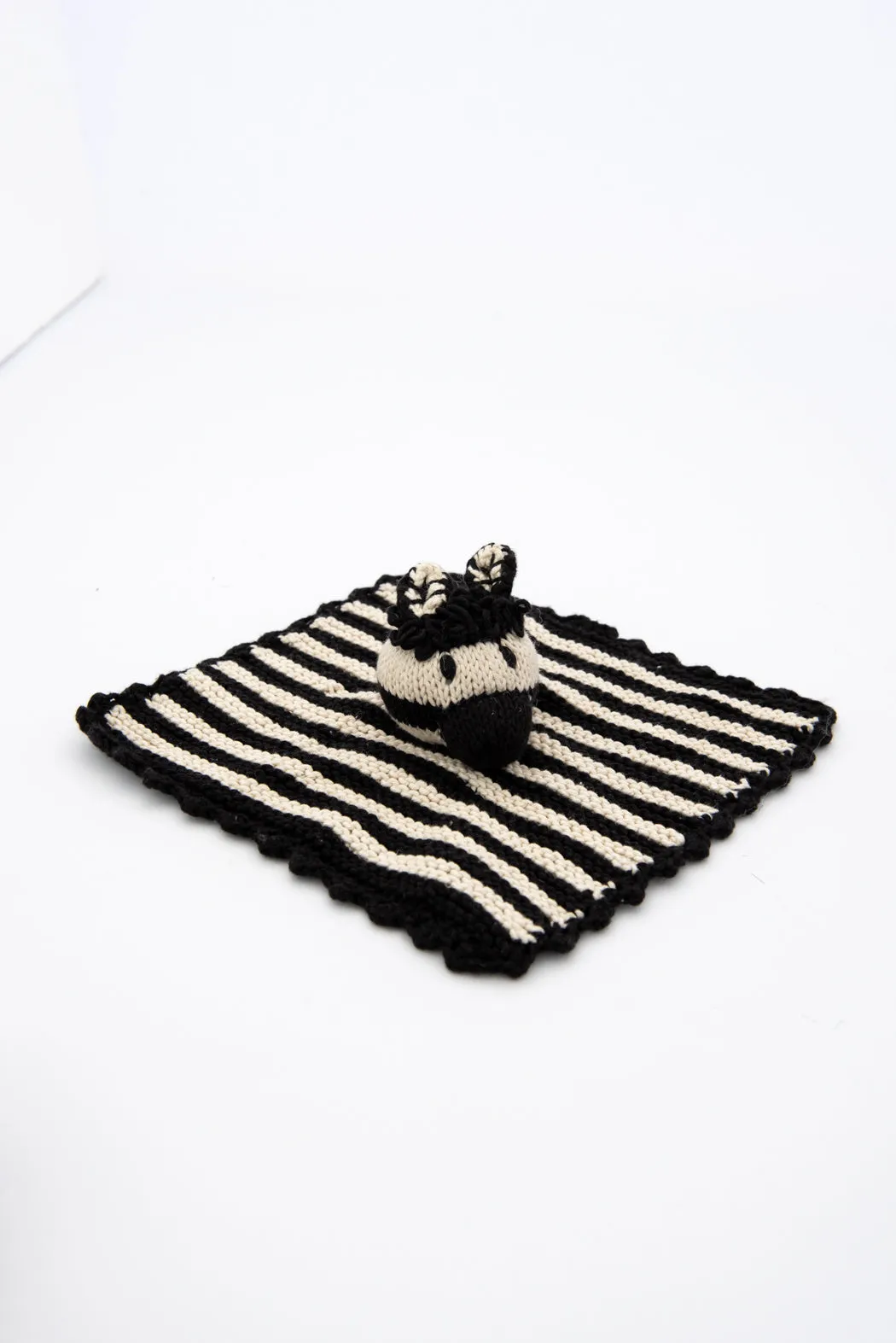 Hand Knitted Organic Cotton Zebra Comforter