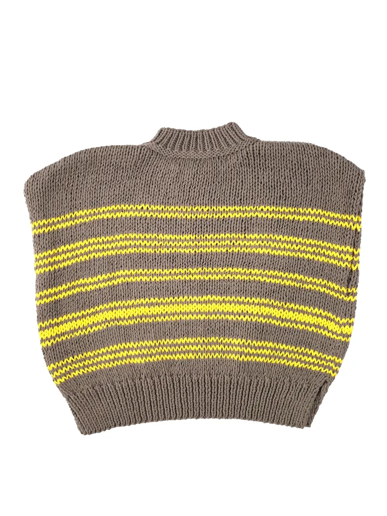 HAND KNITTED SLIPOVER WITH YELLOW STRIPES