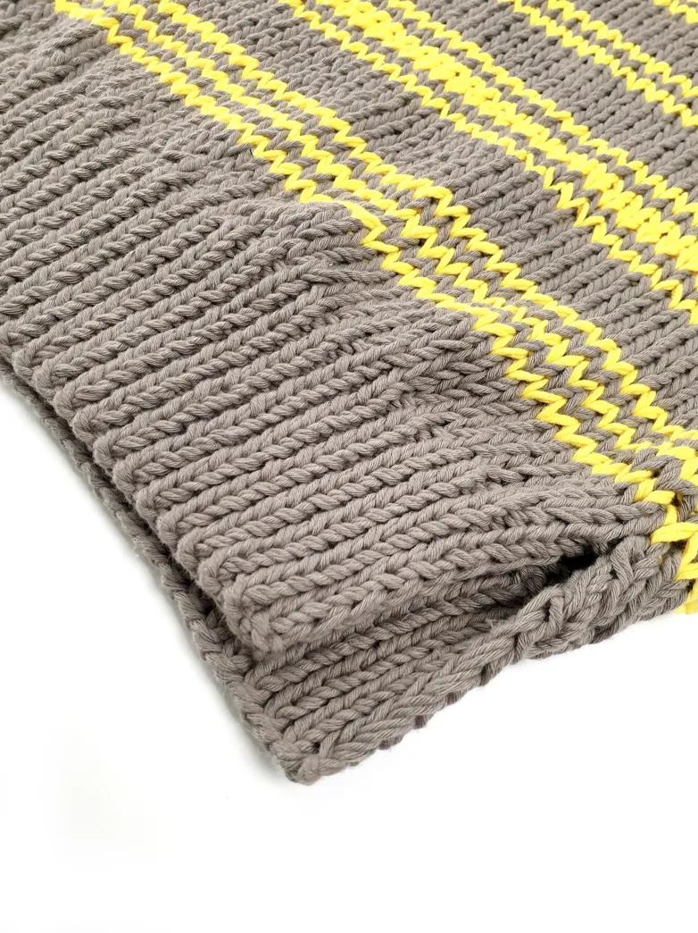 HAND KNITTED SLIPOVER WITH YELLOW STRIPES