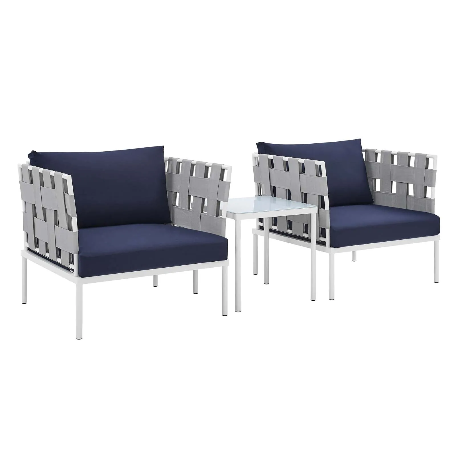 Harmony 3-Piece  Sunbrella® Outdoor Patio Aluminum Seating Set