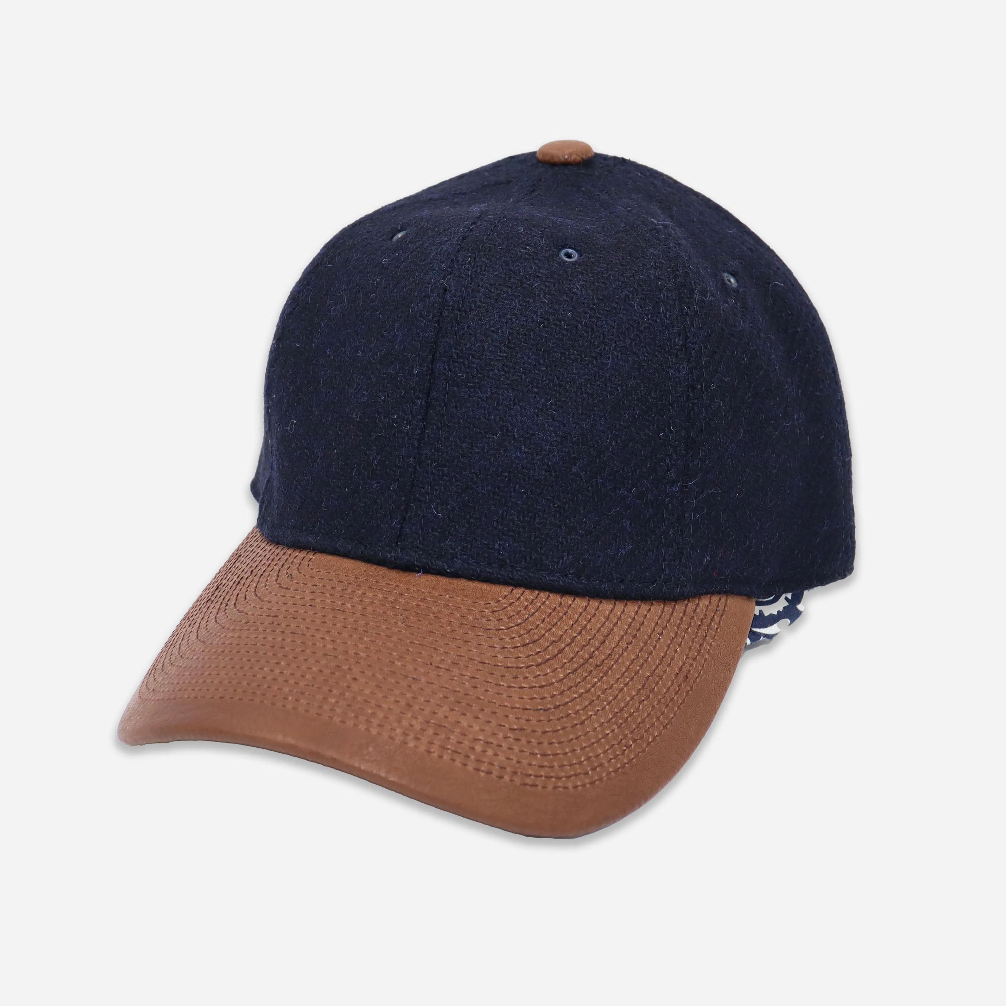 HARRIS TWEED CAP - NAVY/BROWN