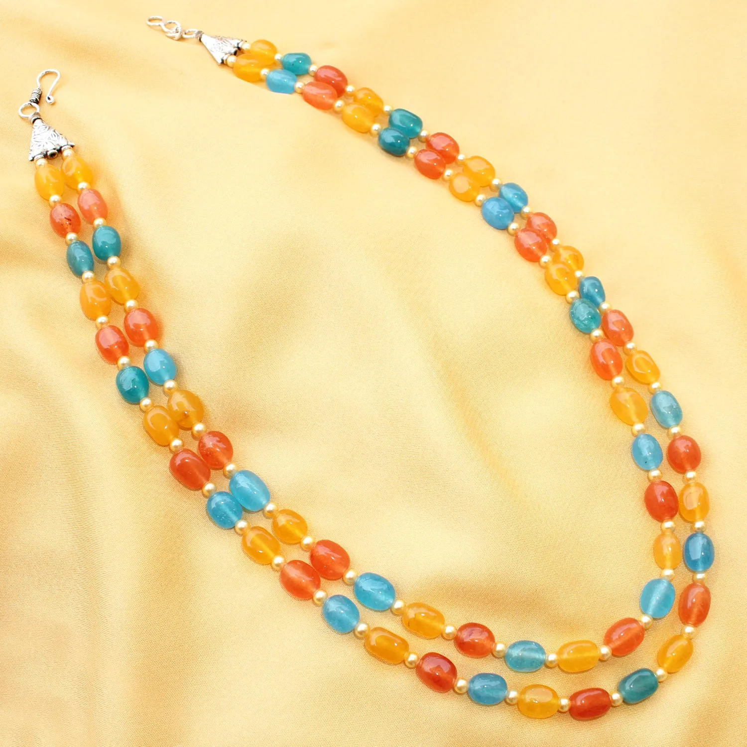 Imeora Multicolor Quartz Double Line Necklace With Earrings