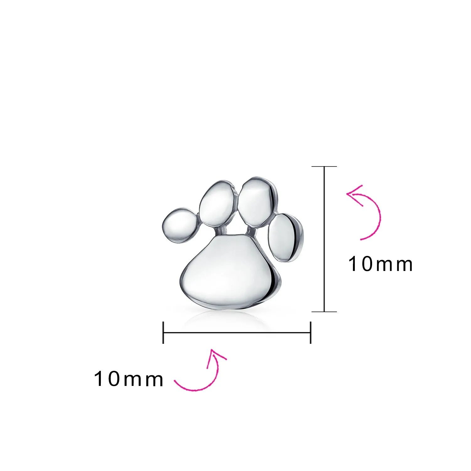 Initials Dog Cat Puppy Pet Paw Print Paw Stud Earrings Gold .925 Sterling Silver